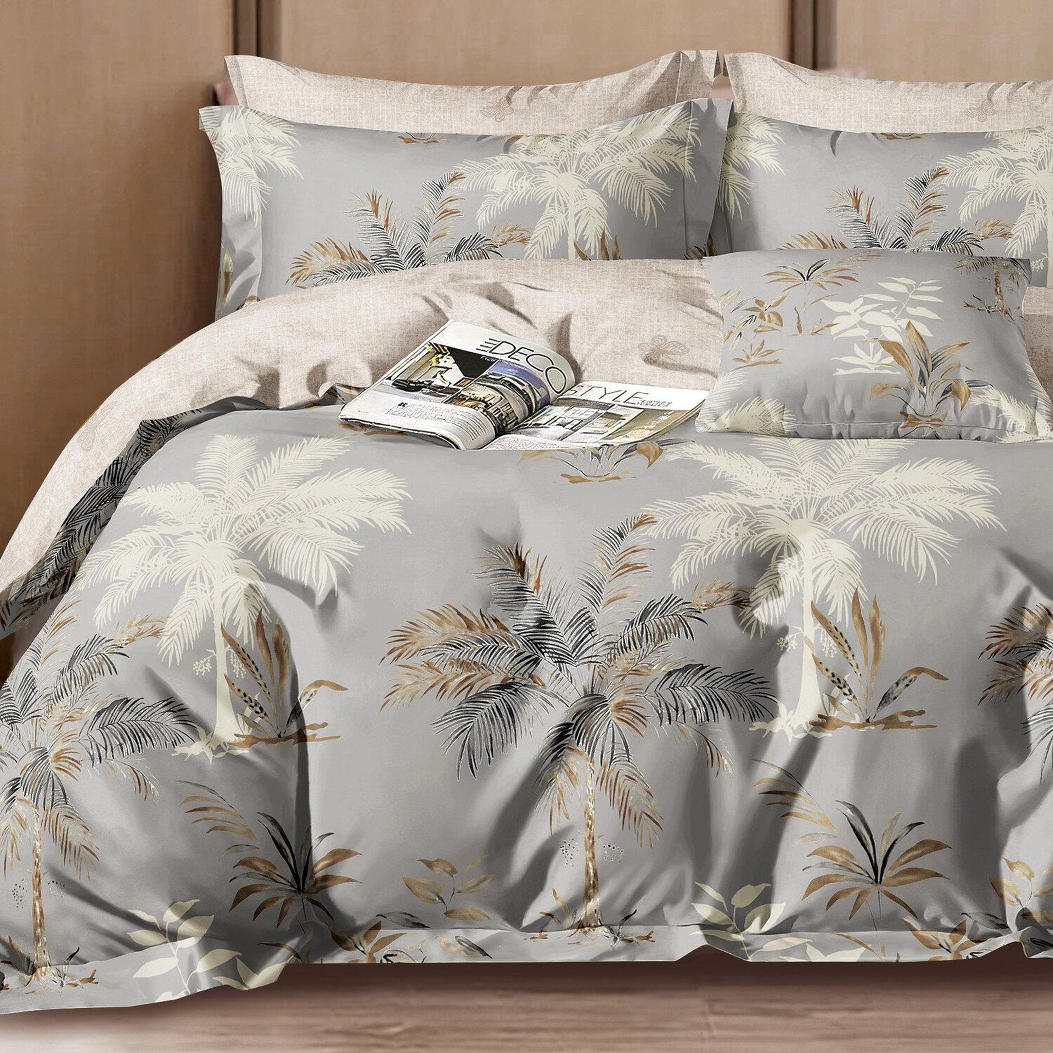 Voir la diapositive 2 : Home collection Parure housse de couette 100 % percale de coton 80 fils Sélénore