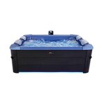 MSpa Spa rigide 6 places hydromassages. 4 coussins + bâche incluse. OSLO SAPPHIRE. L 160 x P 160 x H 65 cm. gris et bleu sapphire