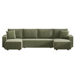 CONCEPT USINE Canapé panoramique convertible 6 places avec coffre en velours côtelé vert SALISBURY