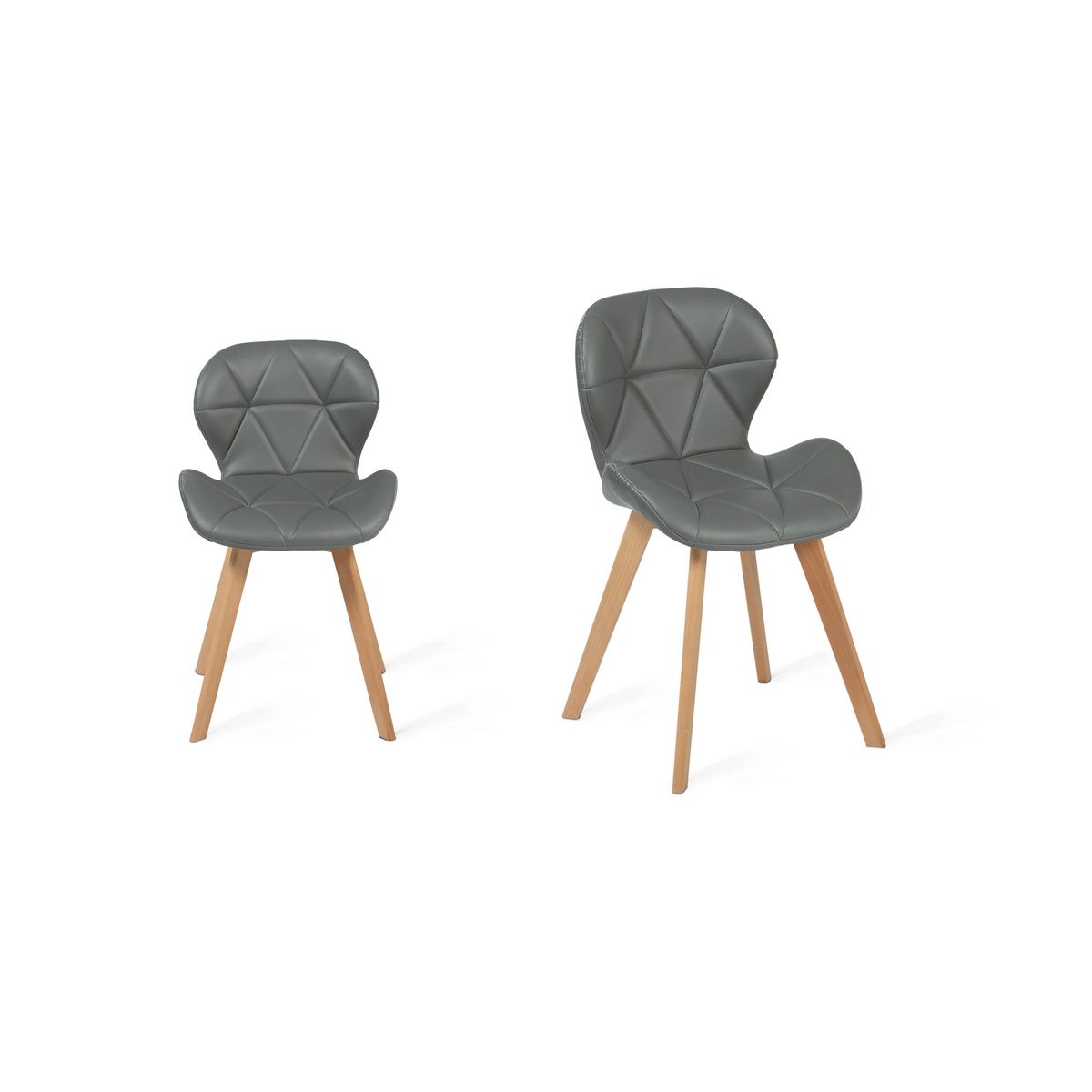 Lot de 2 chaises assise PU pieds bois massif NICKY