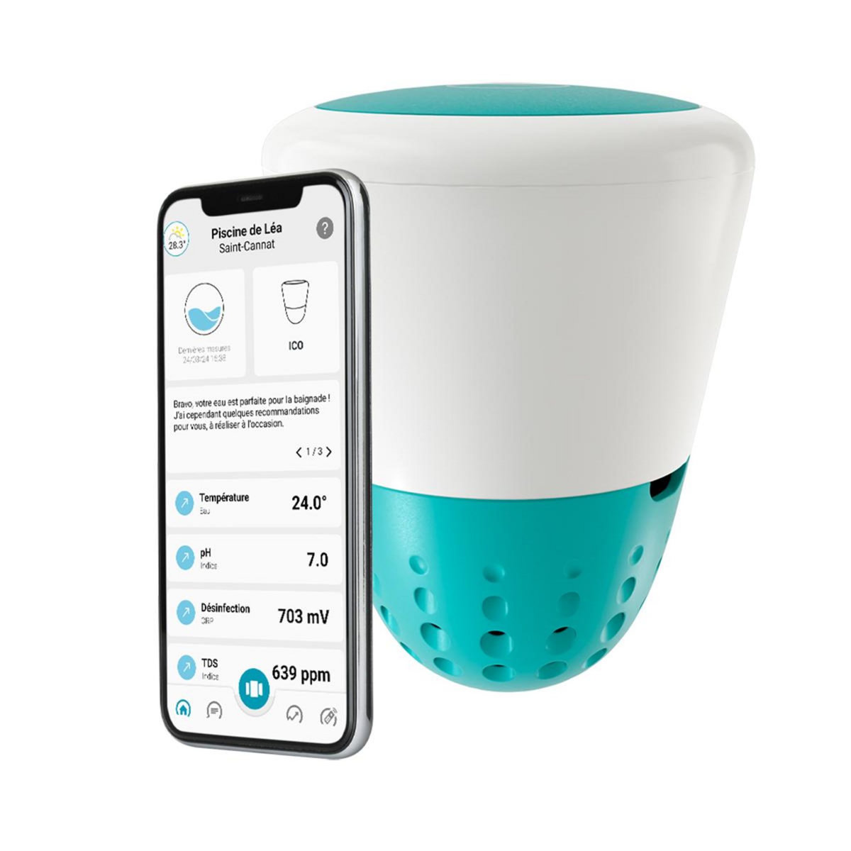 ONDILO Analyseur d'eau connecté wifi + bluetooth - ico pool v2 sel