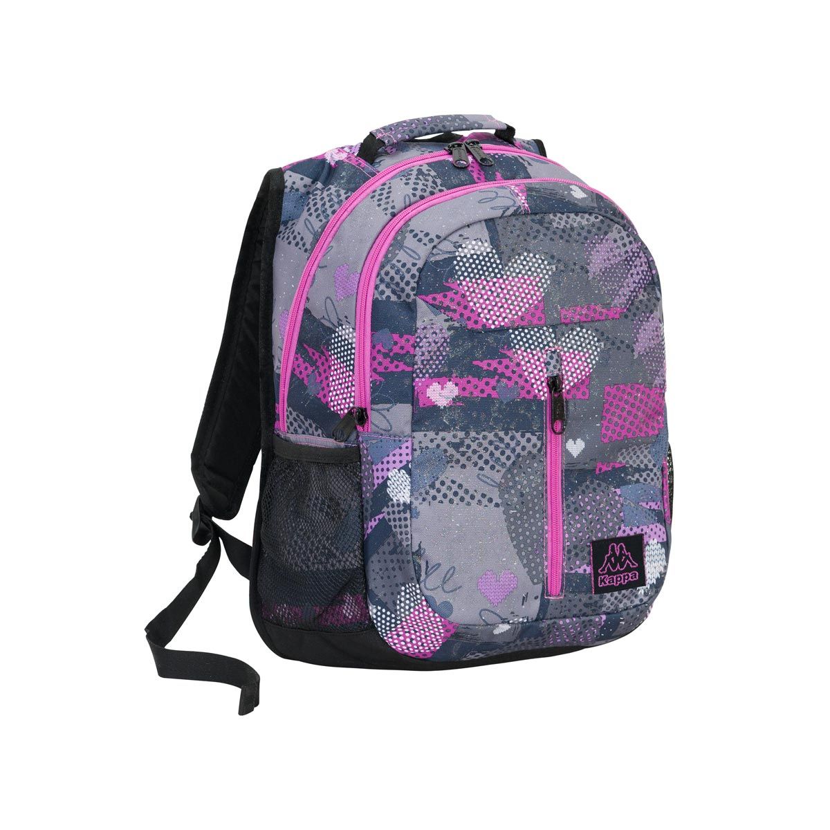 KAPPA  Sac à dos 2 compartiments fille Pop Love gris et violet