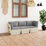 VIDAXL Canape palette a 3 places de jardin avec coussins Bois d'epicea