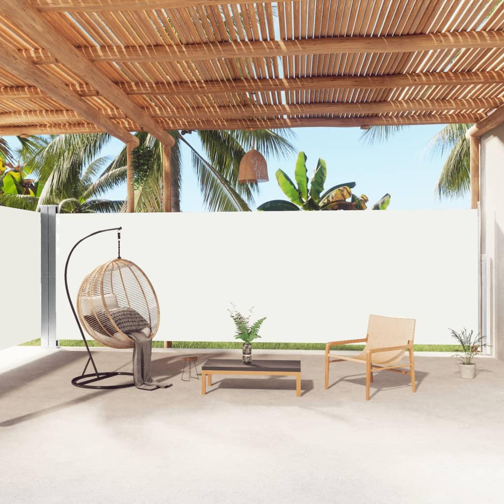 Voir la diapositive 1 : VIDAXL Auvent lateral retractable Creme 200x1000 cm