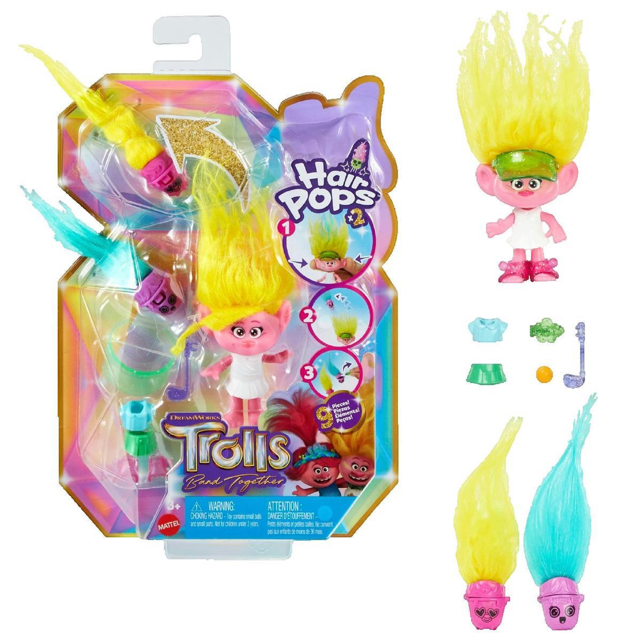 MATTEL Figurine de poupée Mattel Trolls Viva Hair Pops multicolore
