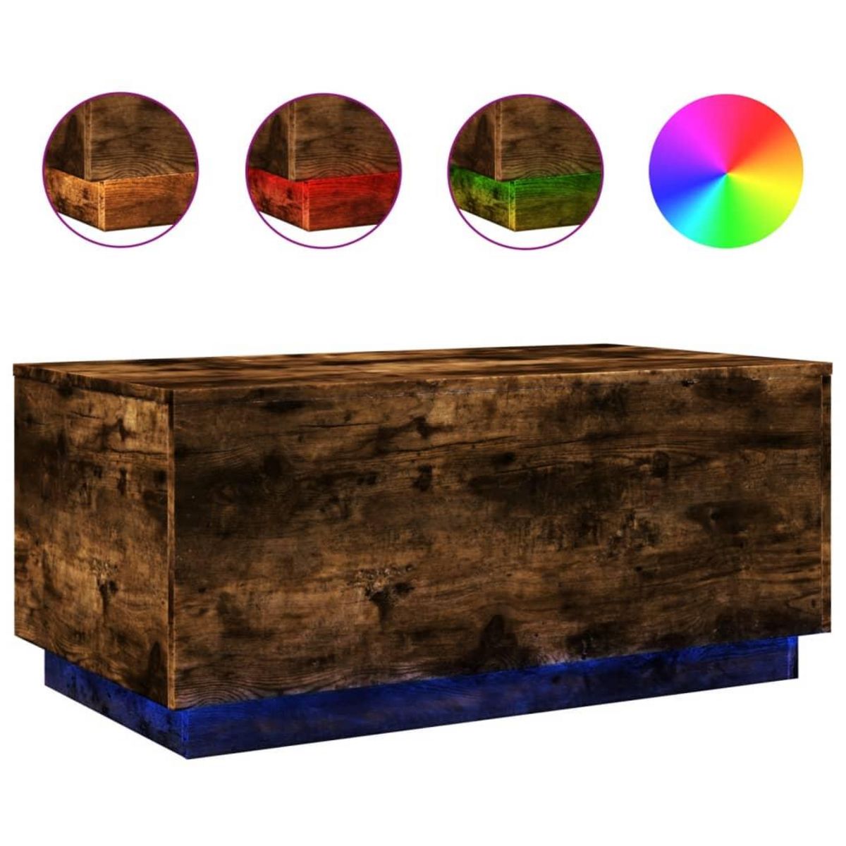 VIDAXL Table basse avec lumieres LED chene fume 90x50x40 cm