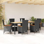 Voir la diapositive 1 : VIDAXL Ensemble a manger de jardin coussins 7pcs Noir Resine tressee