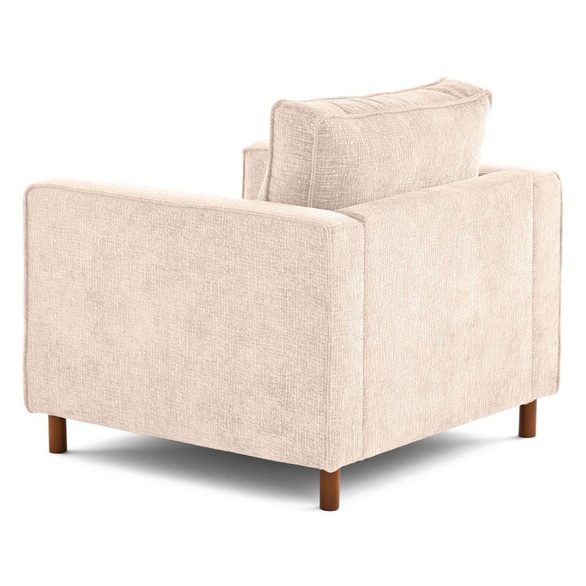LISA DESIGN Jake - fauteuil en tissu velours relief - pieds en bois foncé