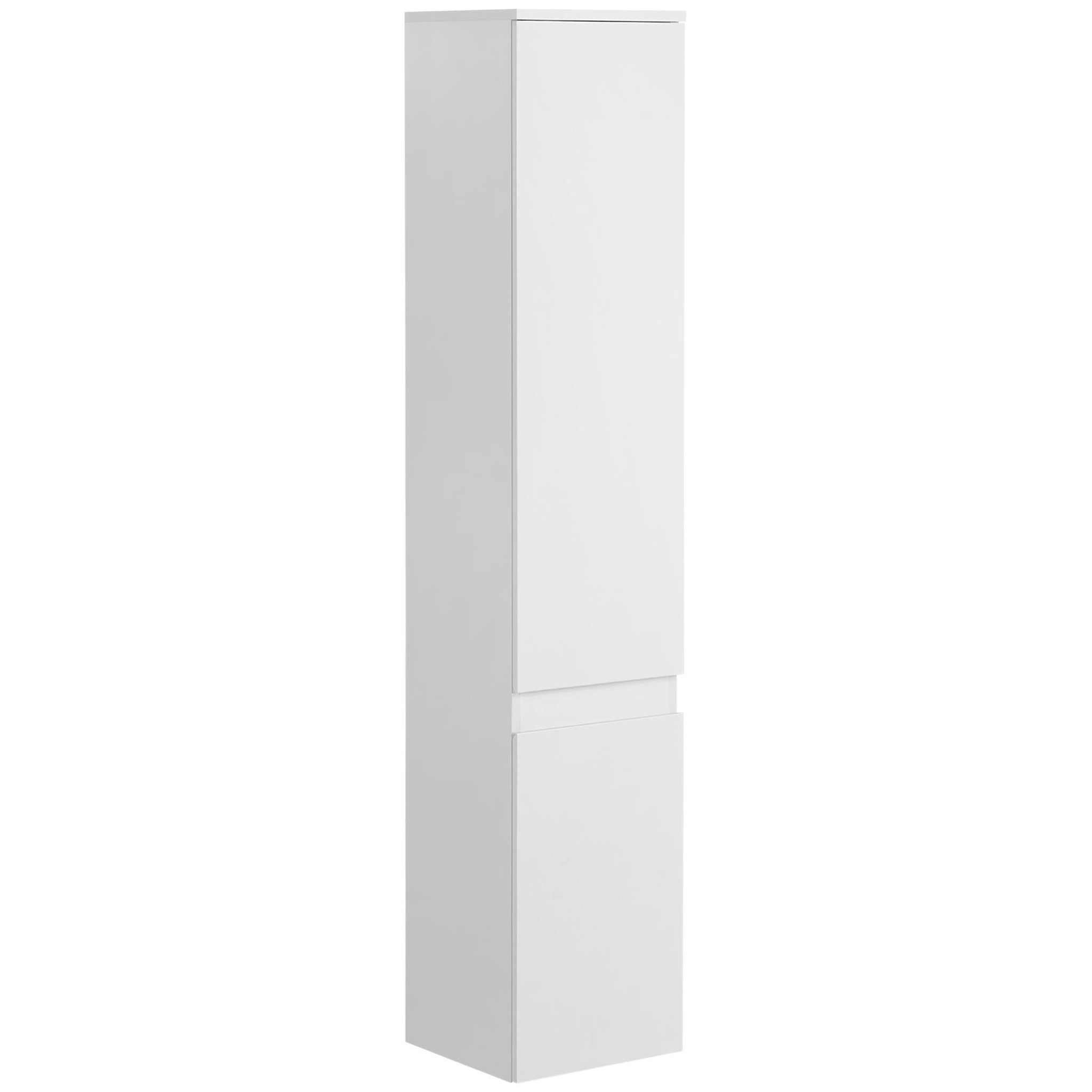 Voir la diapositive 1 : KLEANKIN Meuble colonne rangement salle de bain 2 placards 3 étagères style contemporain blanc