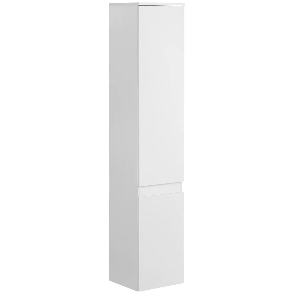 KLEANKIN Meuble colonne rangement salle de bain 2 placards 3 étagères style contemporain blanc