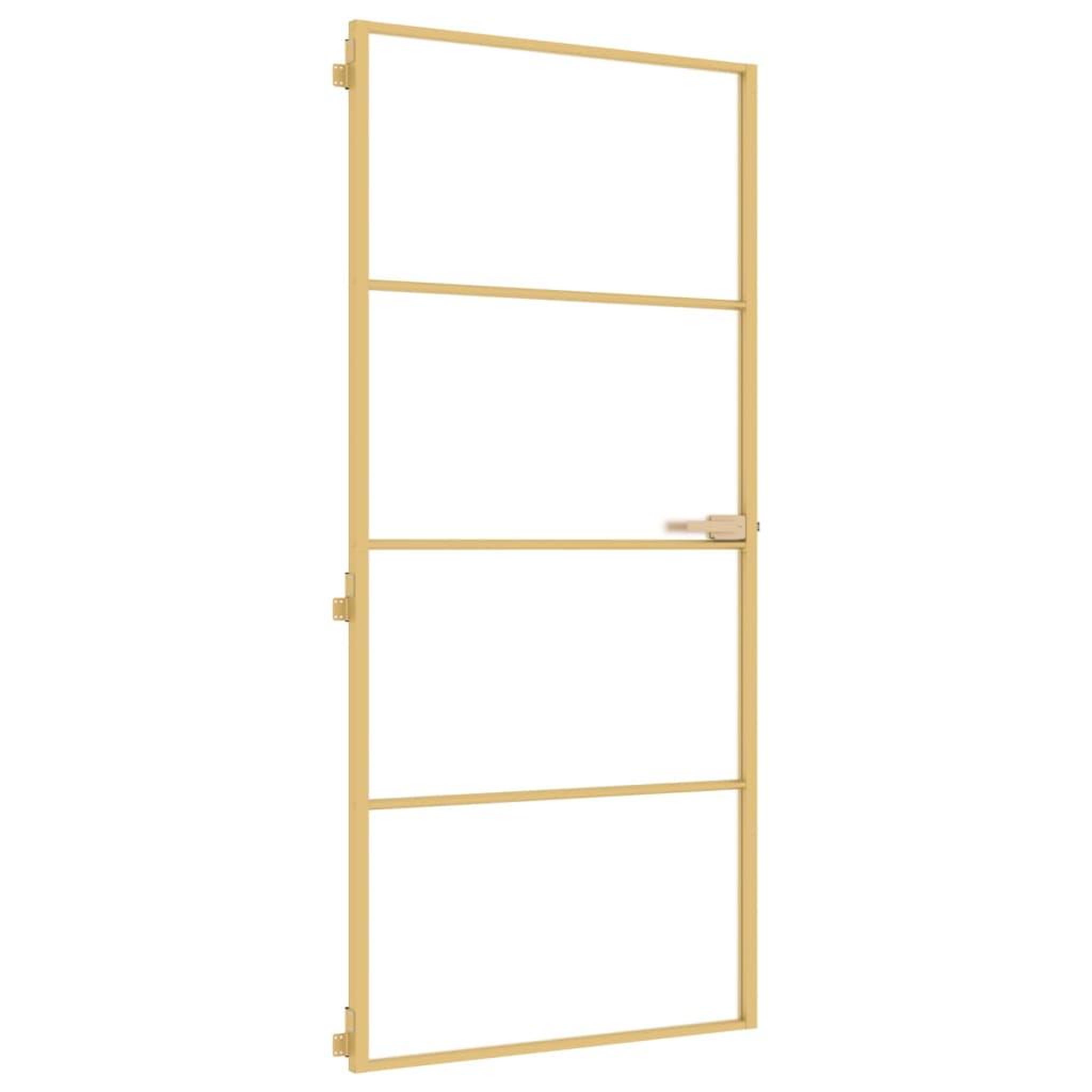 Voir la diapositive 2 : VIDAXL Porte interieure mince dore 93x201,5 cm verre trempe aluminium