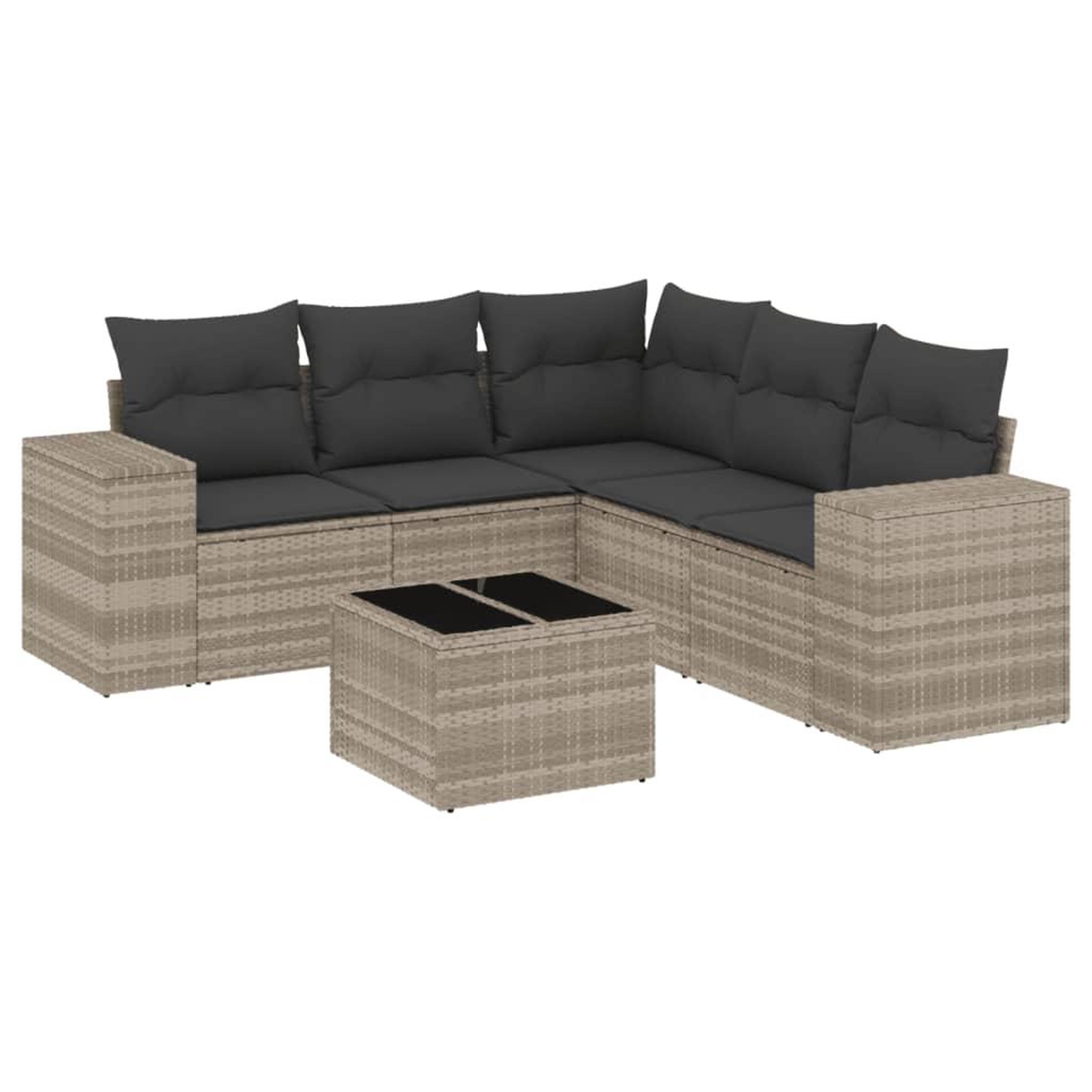 Voir la diapositive 2 : VIDAXL Salon de jardin 6 pcs avec coussins gris clair resine tressee