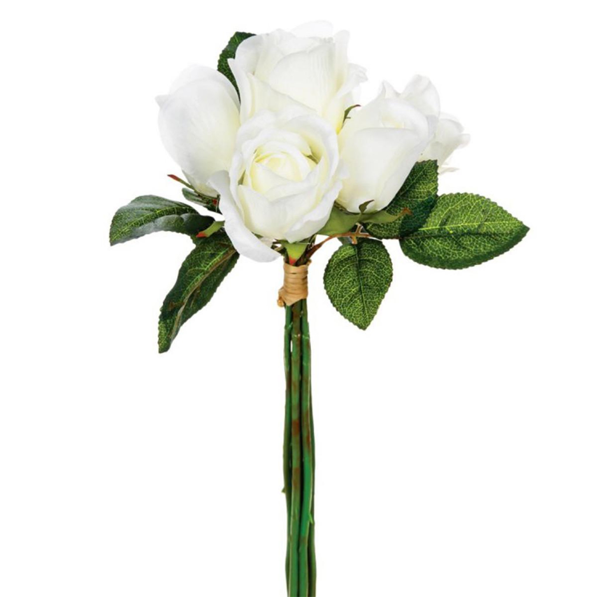 Voir la diapositive 1 : ATMOSPHERA Bouquet de fleurs  7 roses  31cm blanc