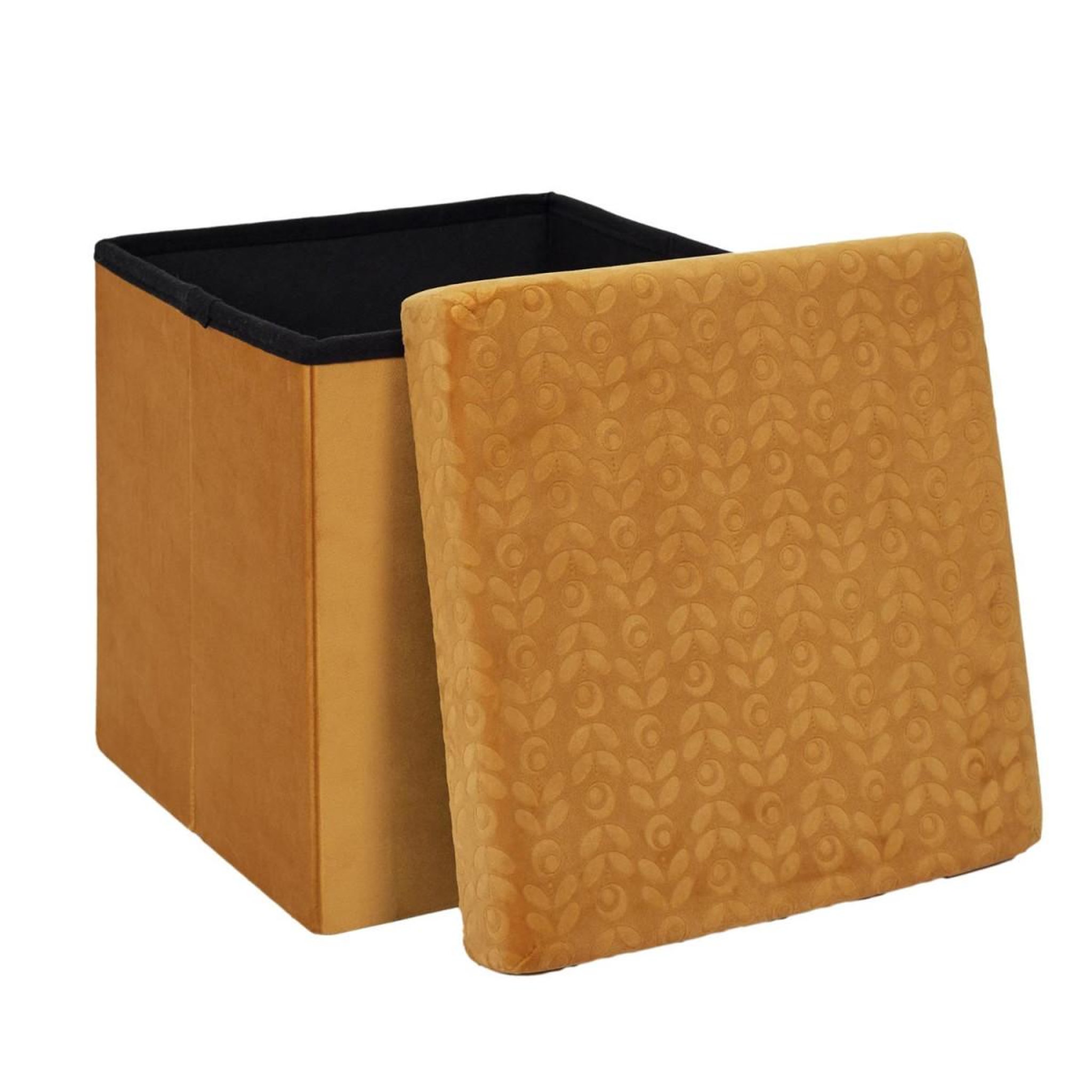 Voir la diapositive 3 : The Home Deco Factory Pouf pliable & coffre  rétro  38cm jaune moutarde