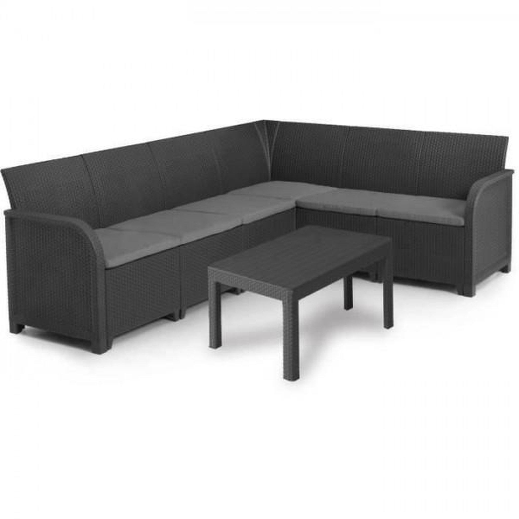 ALLIBERT by KETER Salon de jardin - résine aspect rotin tressé - Allibert by KETER - 6 personnes - SanRemo - Gris graphite