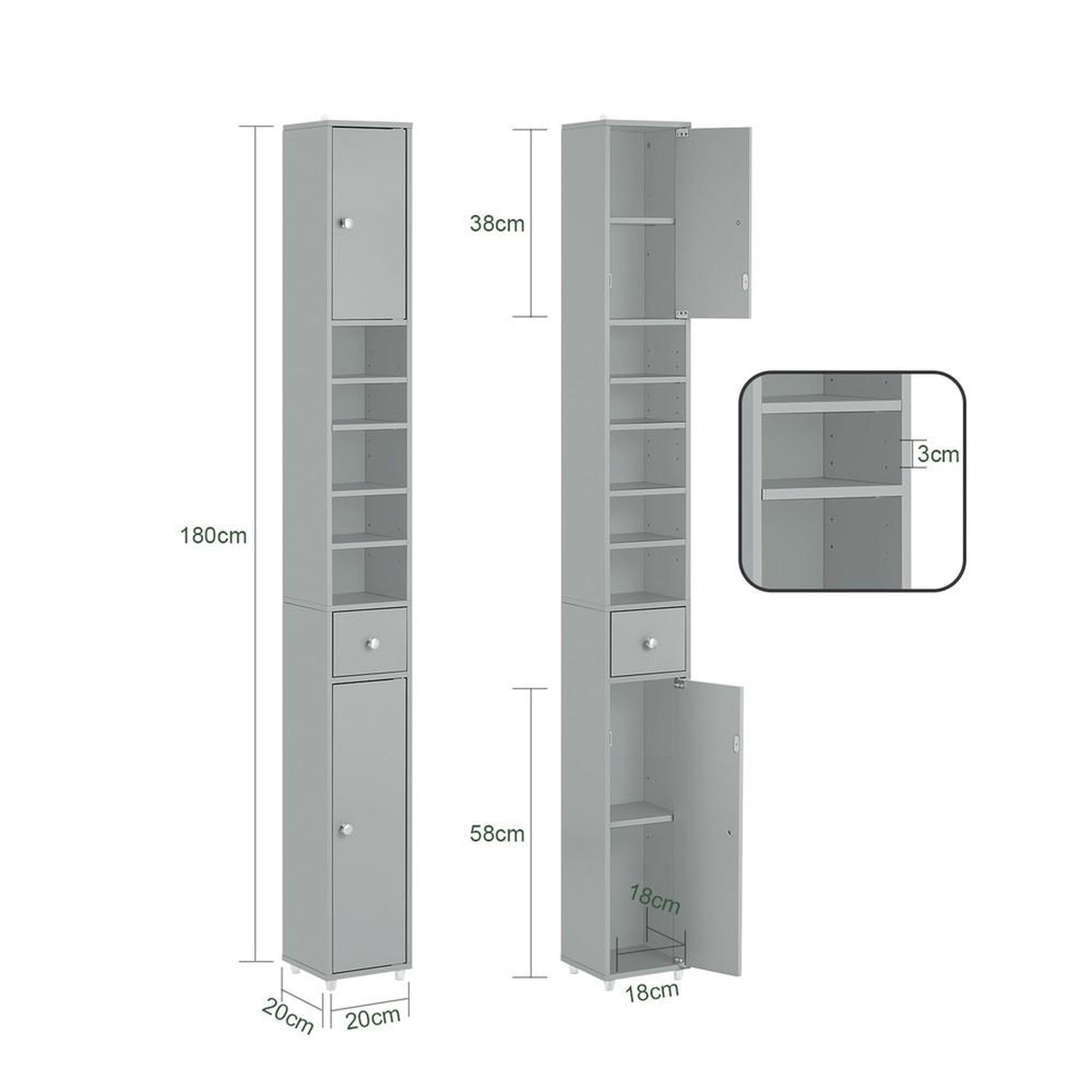 Voir la diapositive 3 : SOBUY SoBuy - Colonne De Salle De Bain à un tiroir - Moderne - BZR34