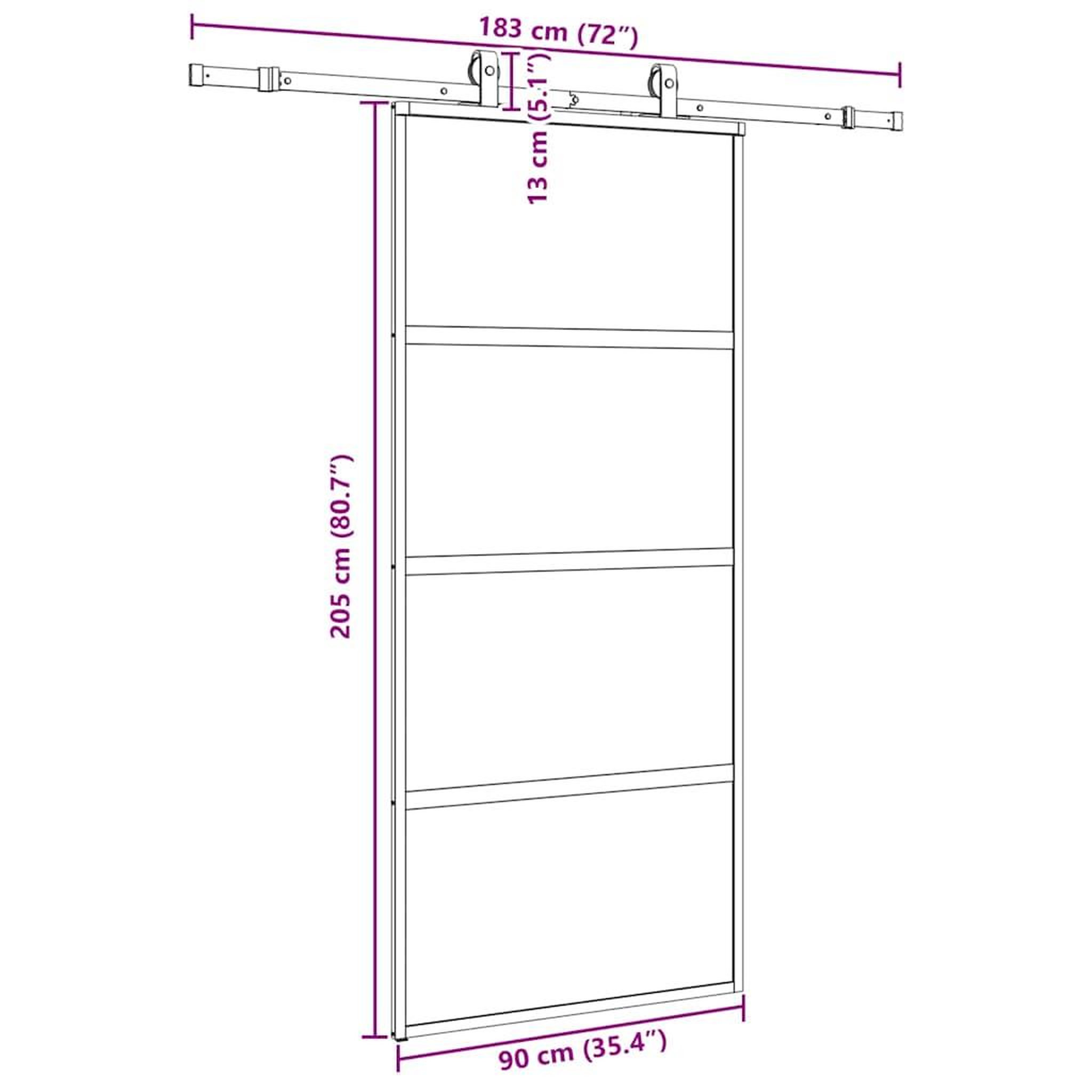 Voir la diapositive 6 : VIDAXL Porte coulissante avec kit de quincaillerie noir 90x205 cm
