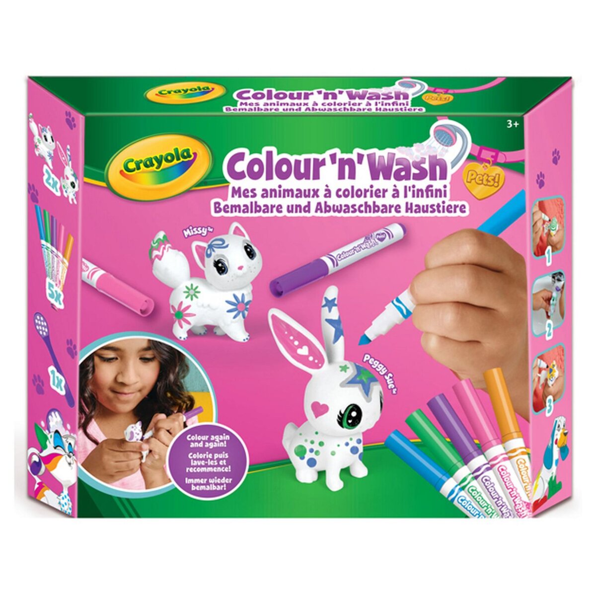 GOLIATH Colour'n'wash - mes animaux à colorier à l'infini - Chat et Lapin
