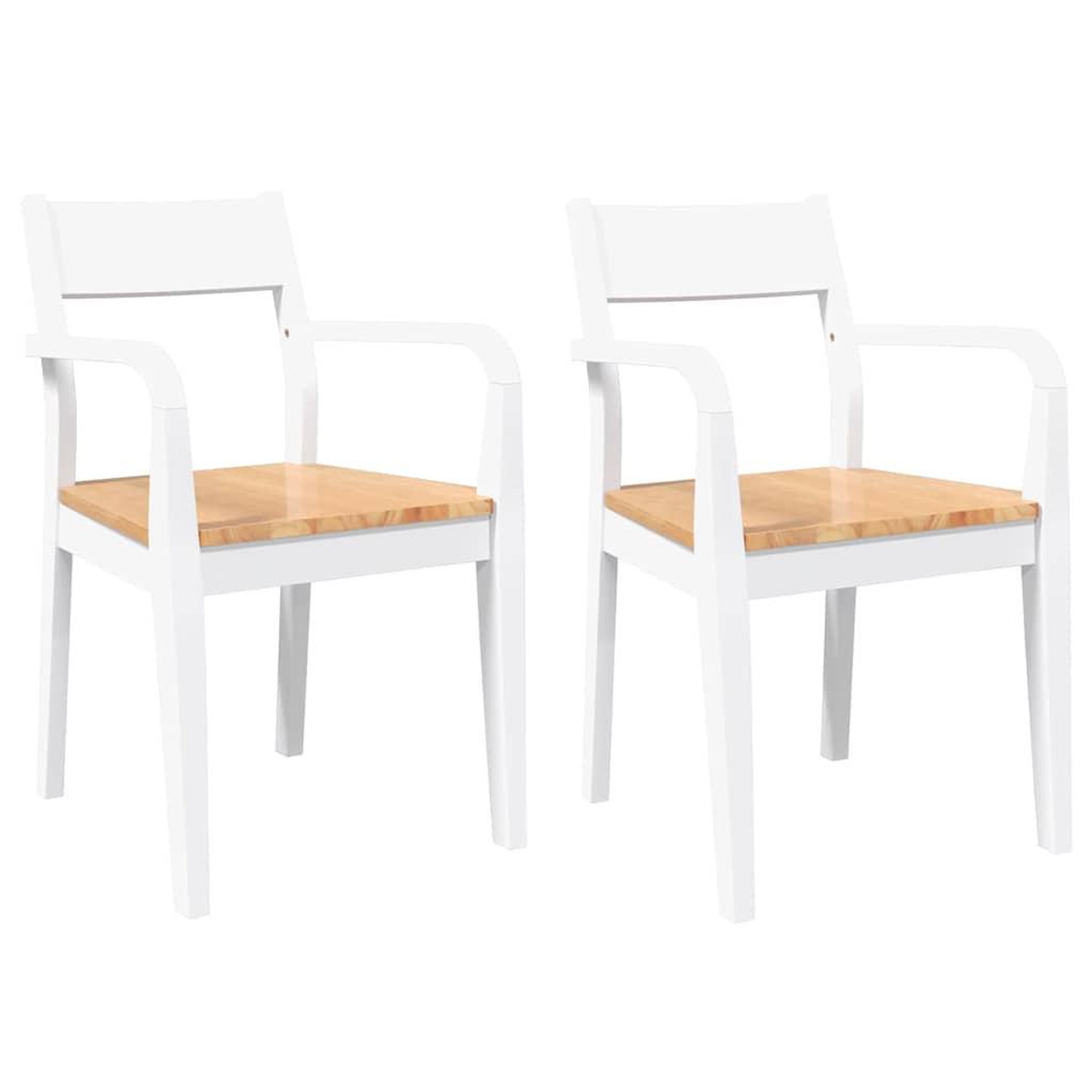 Voir la diapositive 2 : VIDAXL Chaises a manger 2 pcs blanc bois massif caoutchouc