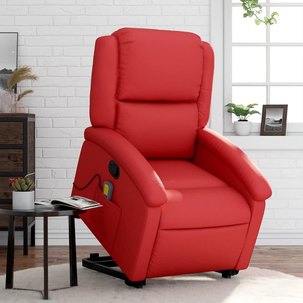 VIDAXL Fauteuil inclinable de massage Rouge Similicuir