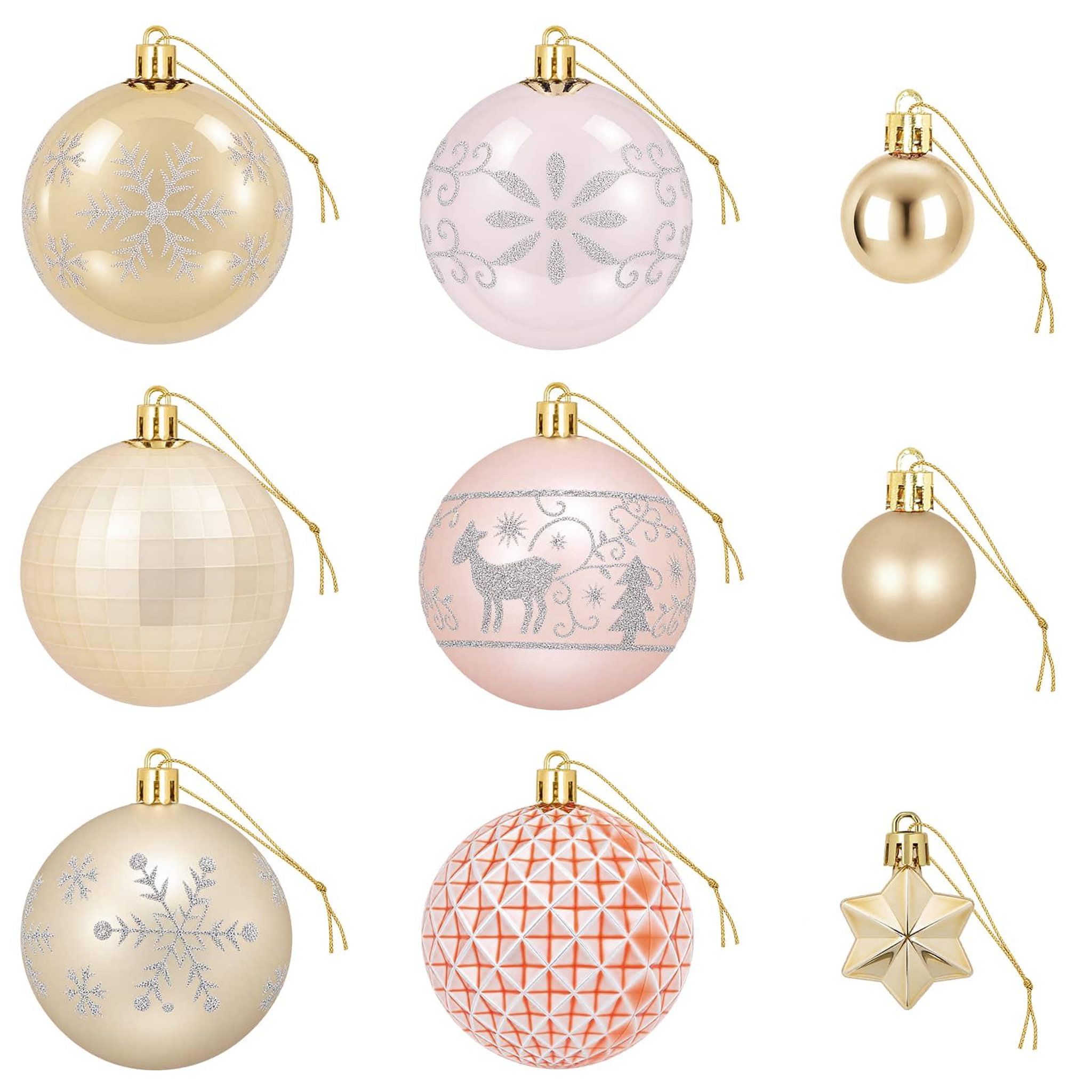 Voir la diapositive 5 : VIDAXL Ensemble de boules de Noël 88 pc Or rose et or Diam. 6 cm