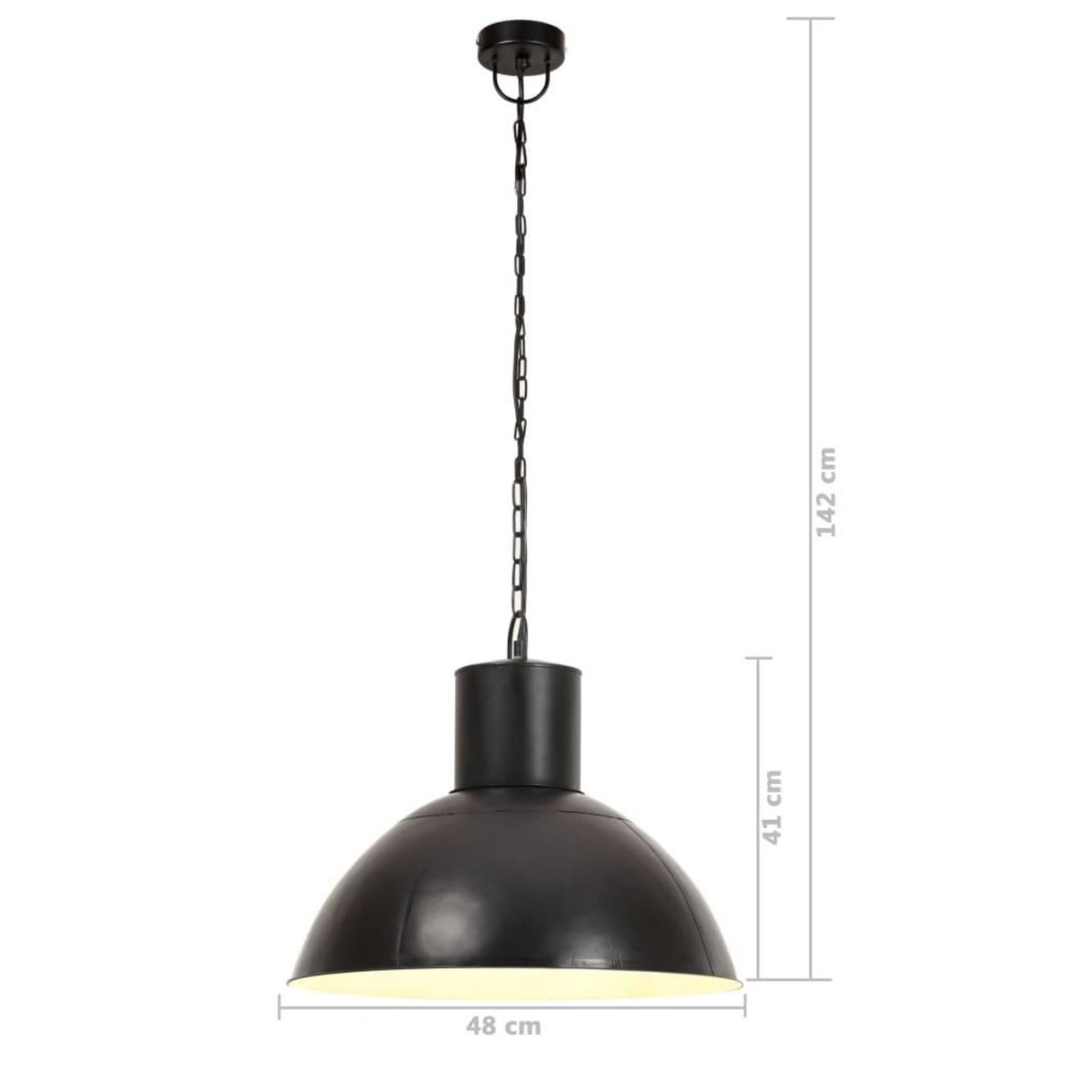 VIDAXL Lampe suspendue 25 W Noir Rond 48 cm E27
