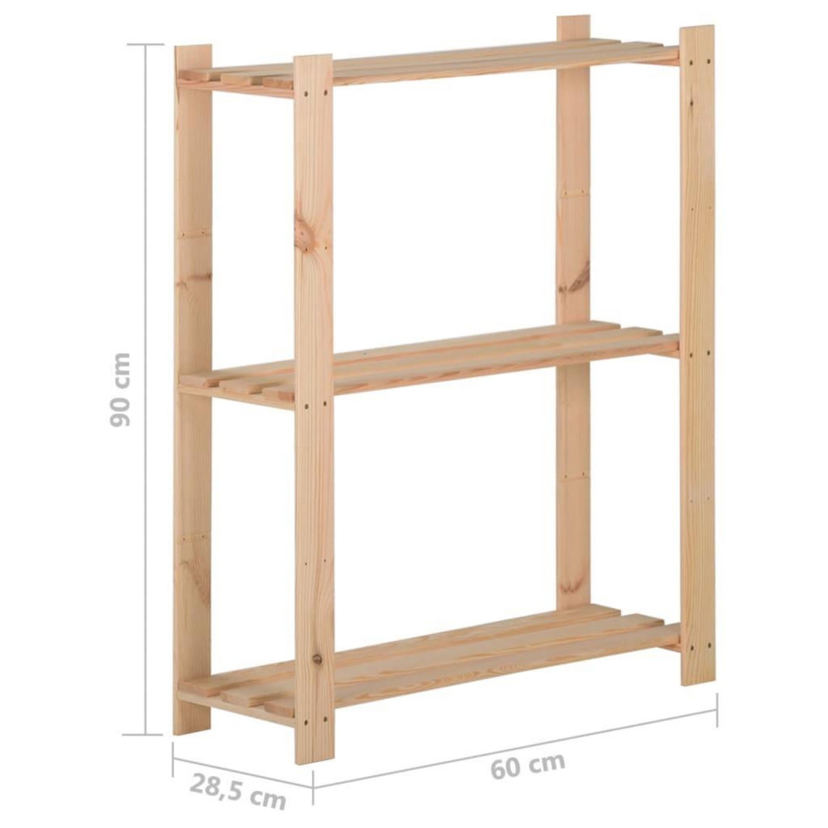 VIDAXL Etagere de stockage 3 niveaux 60x28,5x90 cm Bois de pin massif