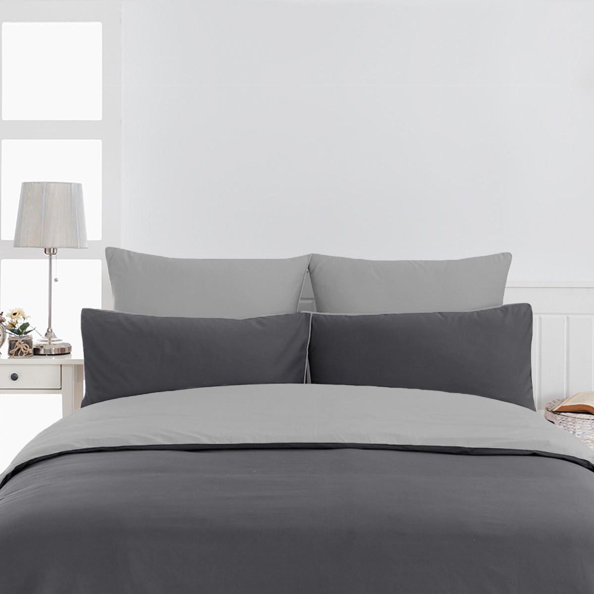 Voir la diapositive 2 : Sensei Maison Housse de couette bicolore en percale coton DOZMARY