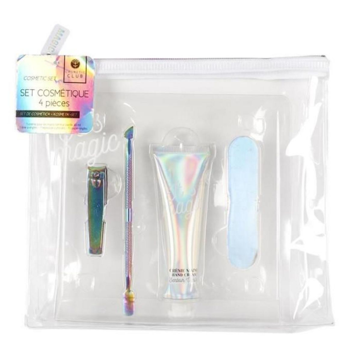 Paris Prix Coffret Cosmétique 4 Accessoires  Magique  18cm Transparent