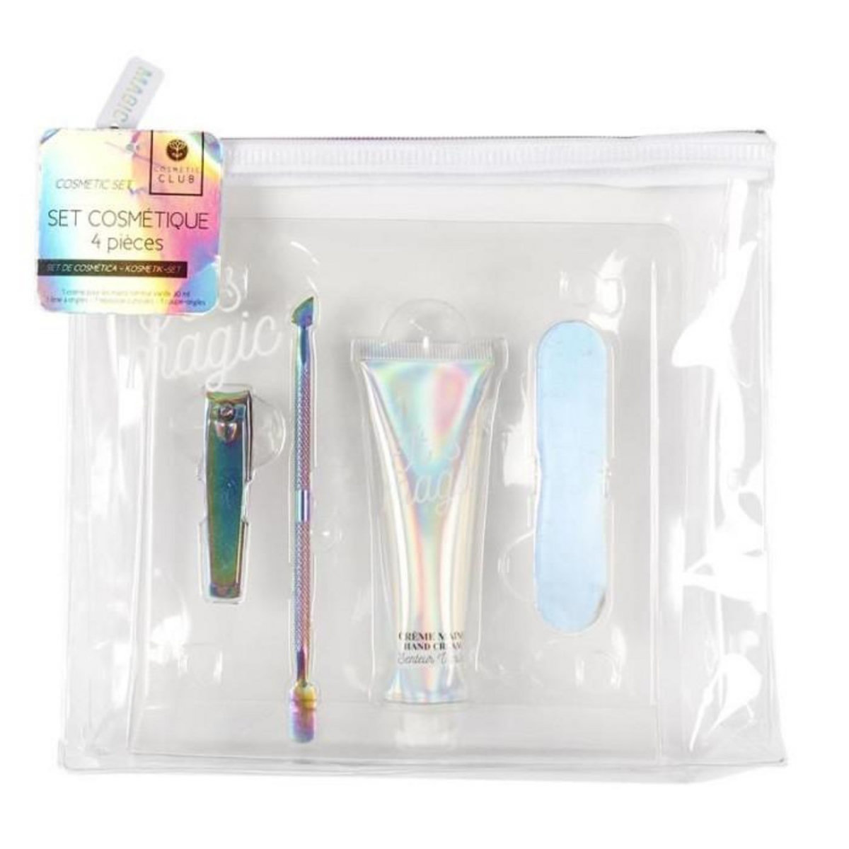 Paris Prix Coffret Cosmétique 4 Accessoires  Magique  18cm Transparent