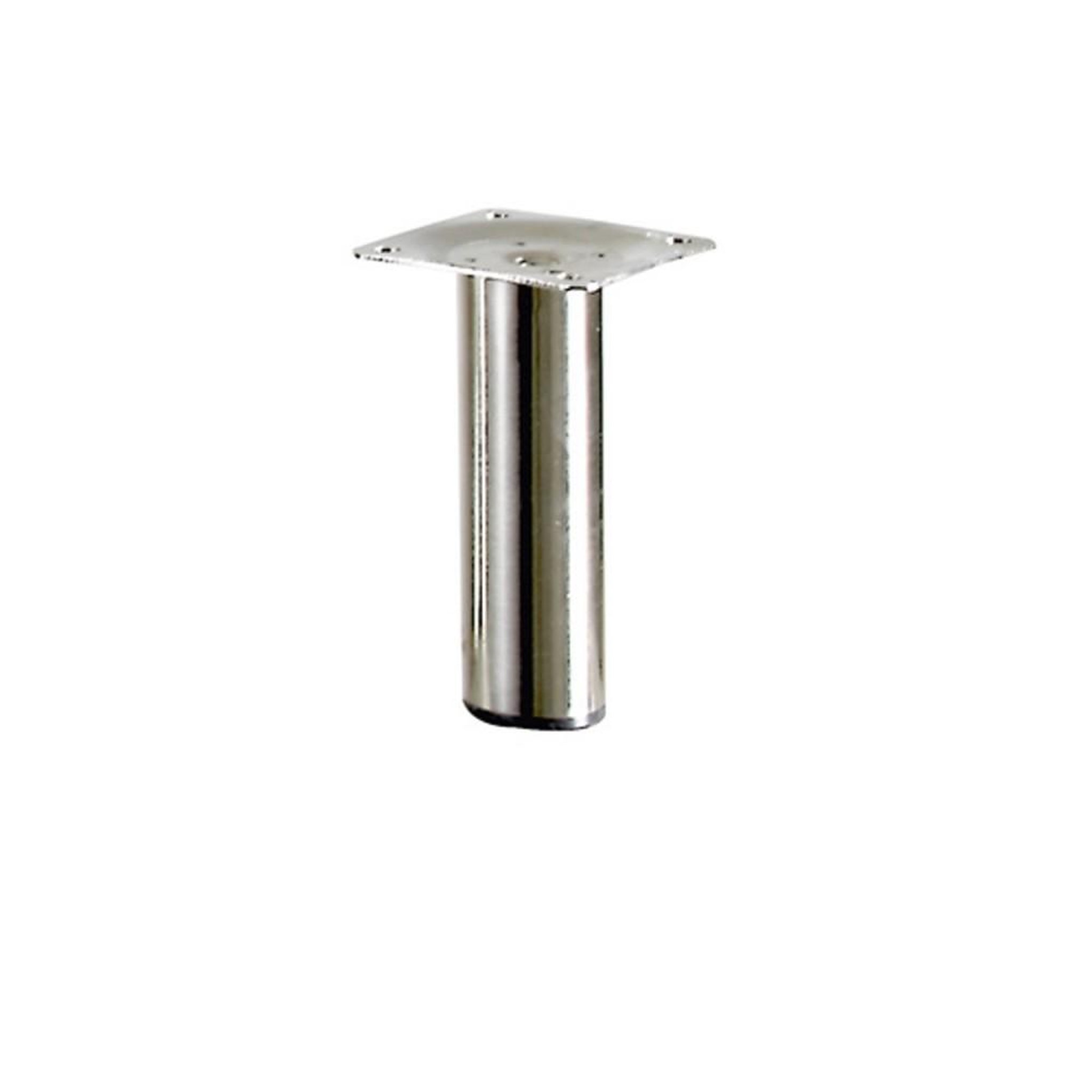 CENTRALE BRICO Pied de meuble cylindrique fixe acier brossé gris, 10 cm