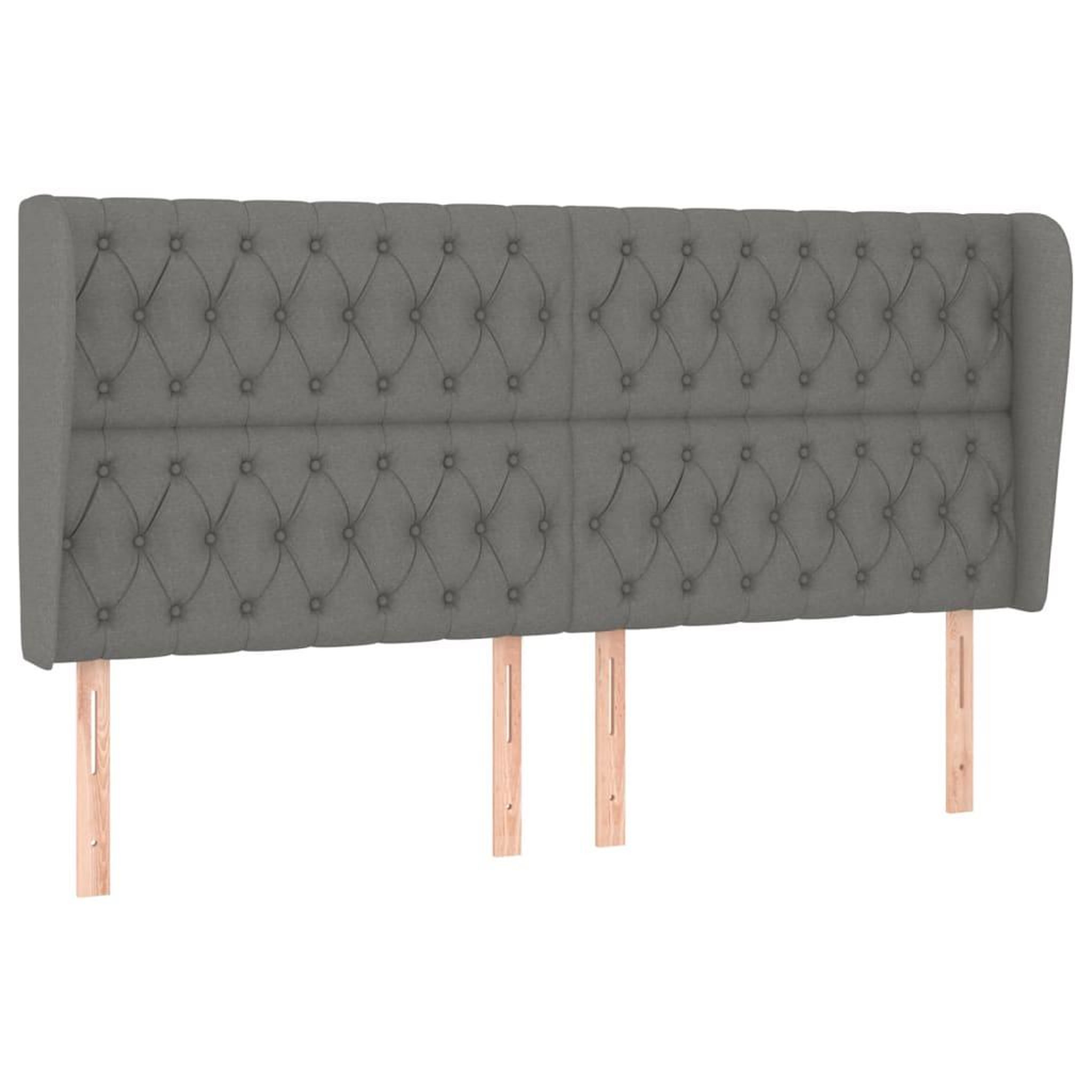 VIDAXL Tete de lit avec oreilles gris fonce 183x23x118/128 cm tissu
