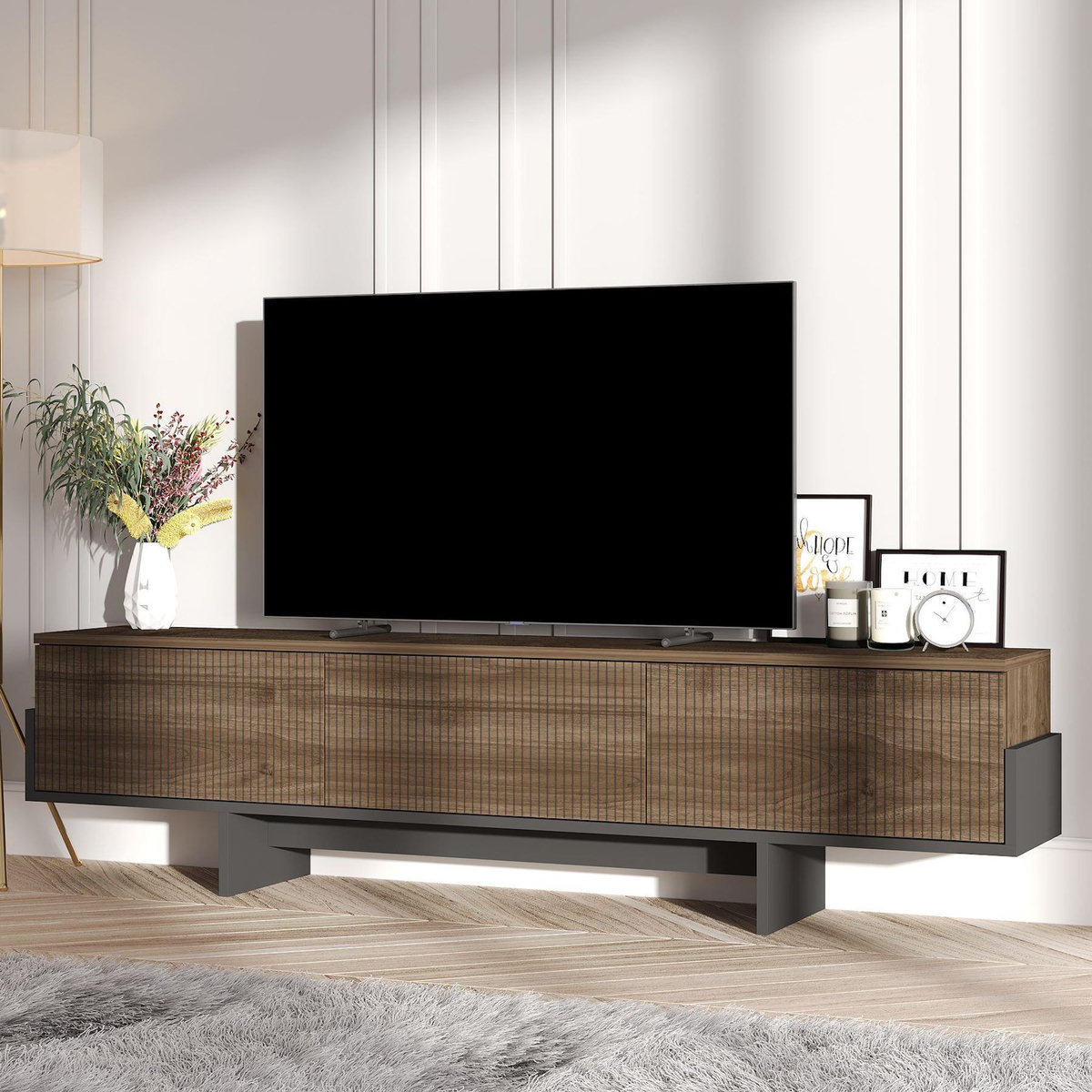 Habitat et Jardin Meuble TV en bois  Hege  - 180 x 30 x 44 cm - Noir