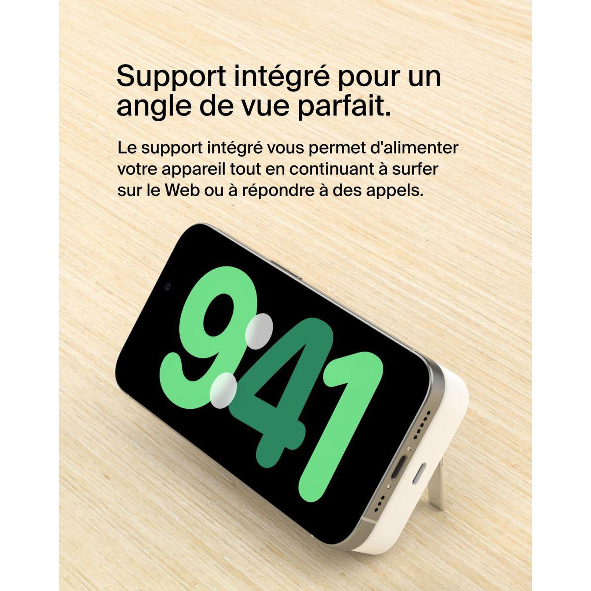 Voir la diapositive 5 : Belkin Batterie externe 10000 mah 15w magsafe avec support