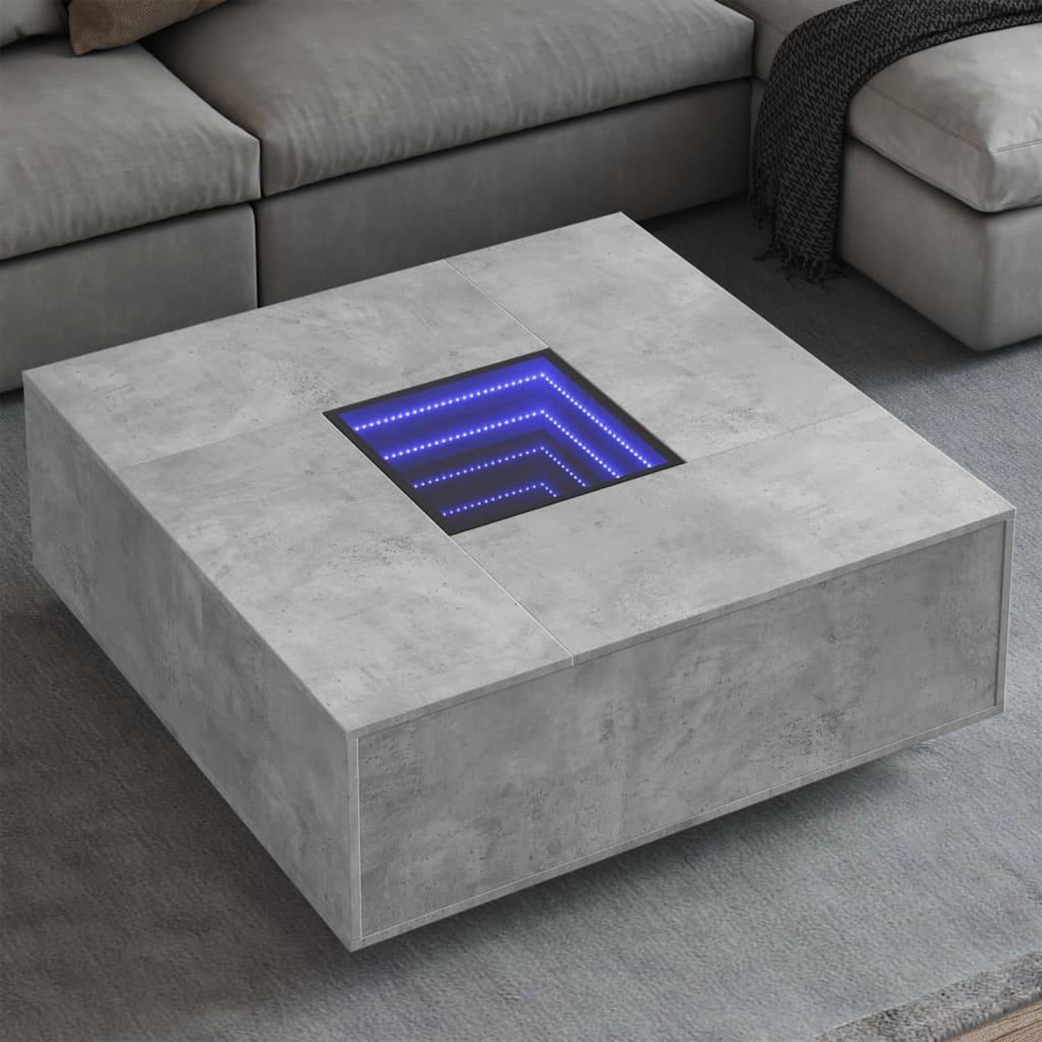 VIDAXL Table basse avec LED infini gris beton 100x100x40 cm