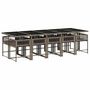 Voir la diapositive 3 : VIDAXL Ensemble a manger de jardin 11pcs avec coussins gris poly rotin