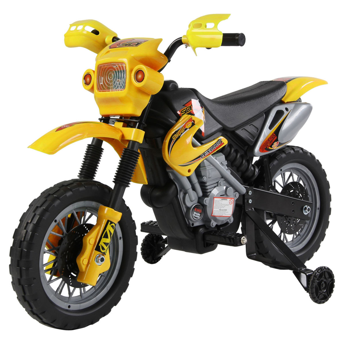 HOMCOM Moto Cross électrique enfant 3 à 6 ans 6 V phares klaxon musiques 102 x 53 x 66 cm jaune et noir