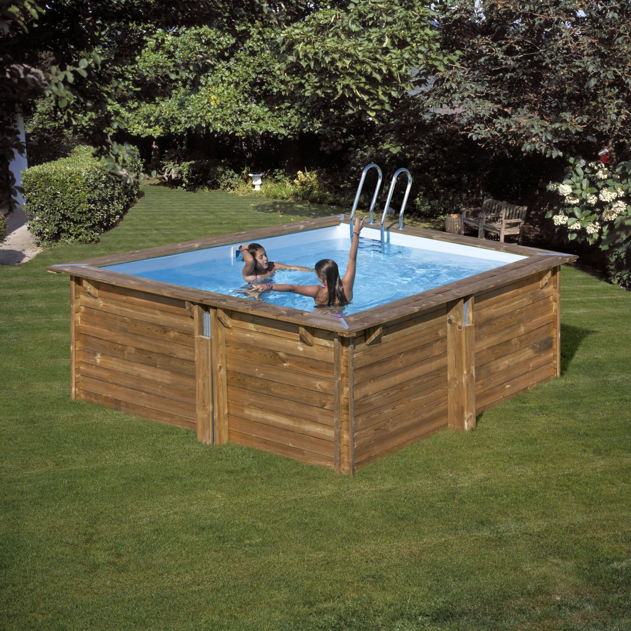 GRE Piscine hors sol bois carrée - 305x305x119cm - CARRA 3