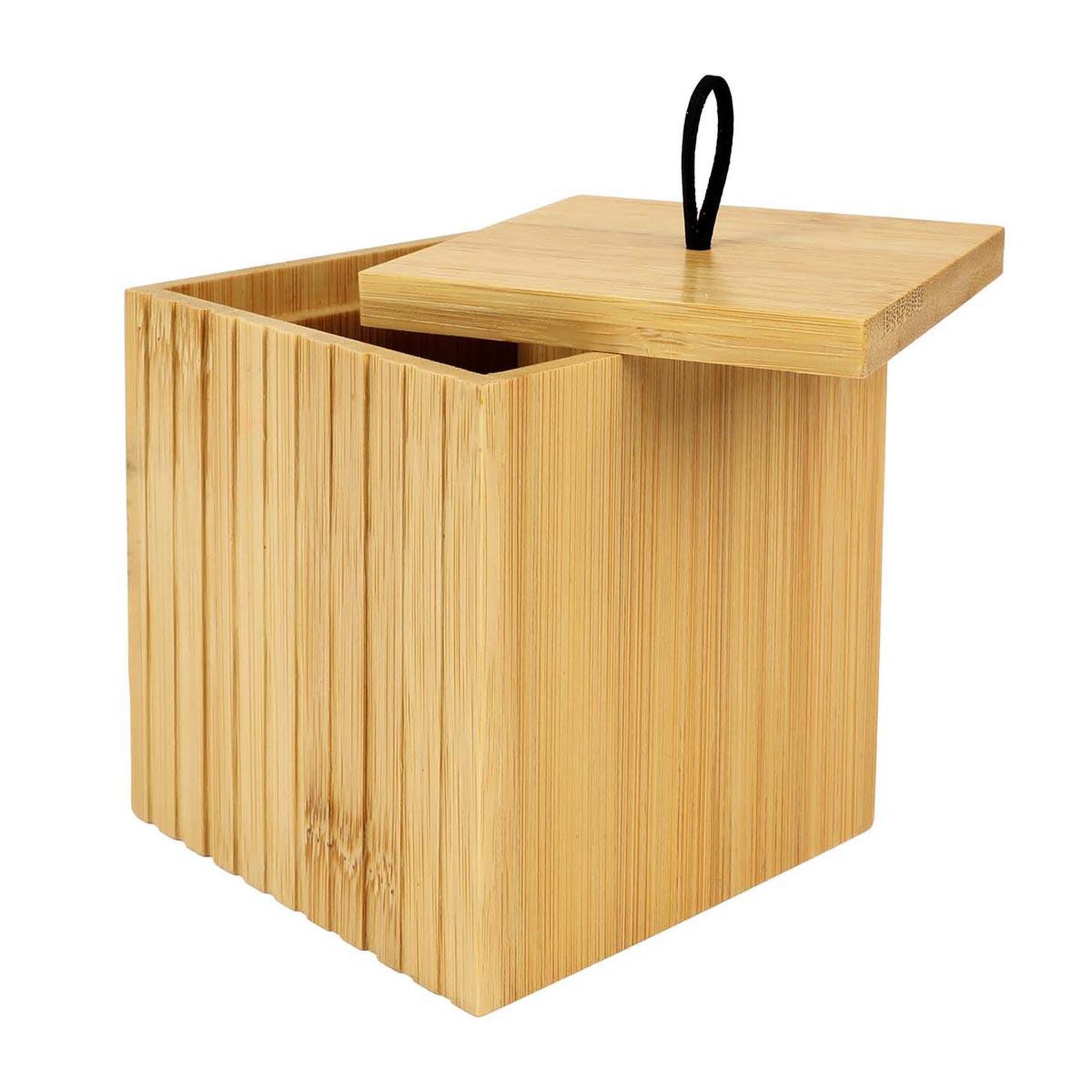Voir la diapositive 2 : Douceur d'Intérieur Pot à cotons en bambou  hanoi  9cm naturel