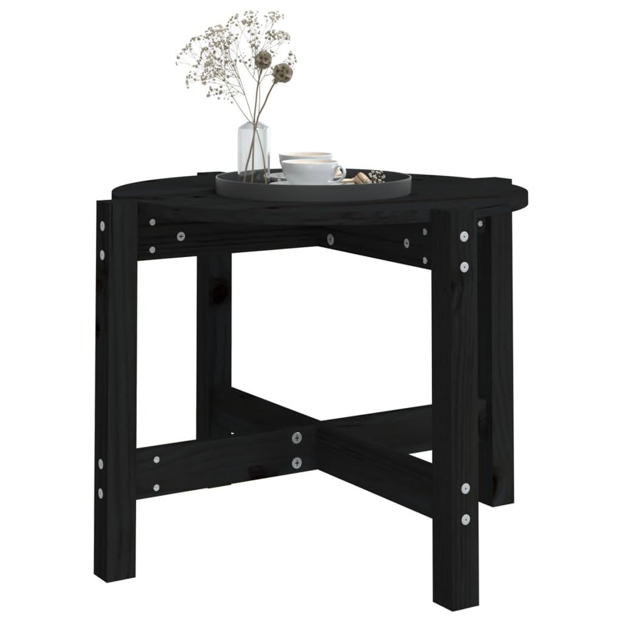 Voir la diapositive 4 : VIDAXL Table basse Noir Ø 62,5x45 cm Bois massif de pin