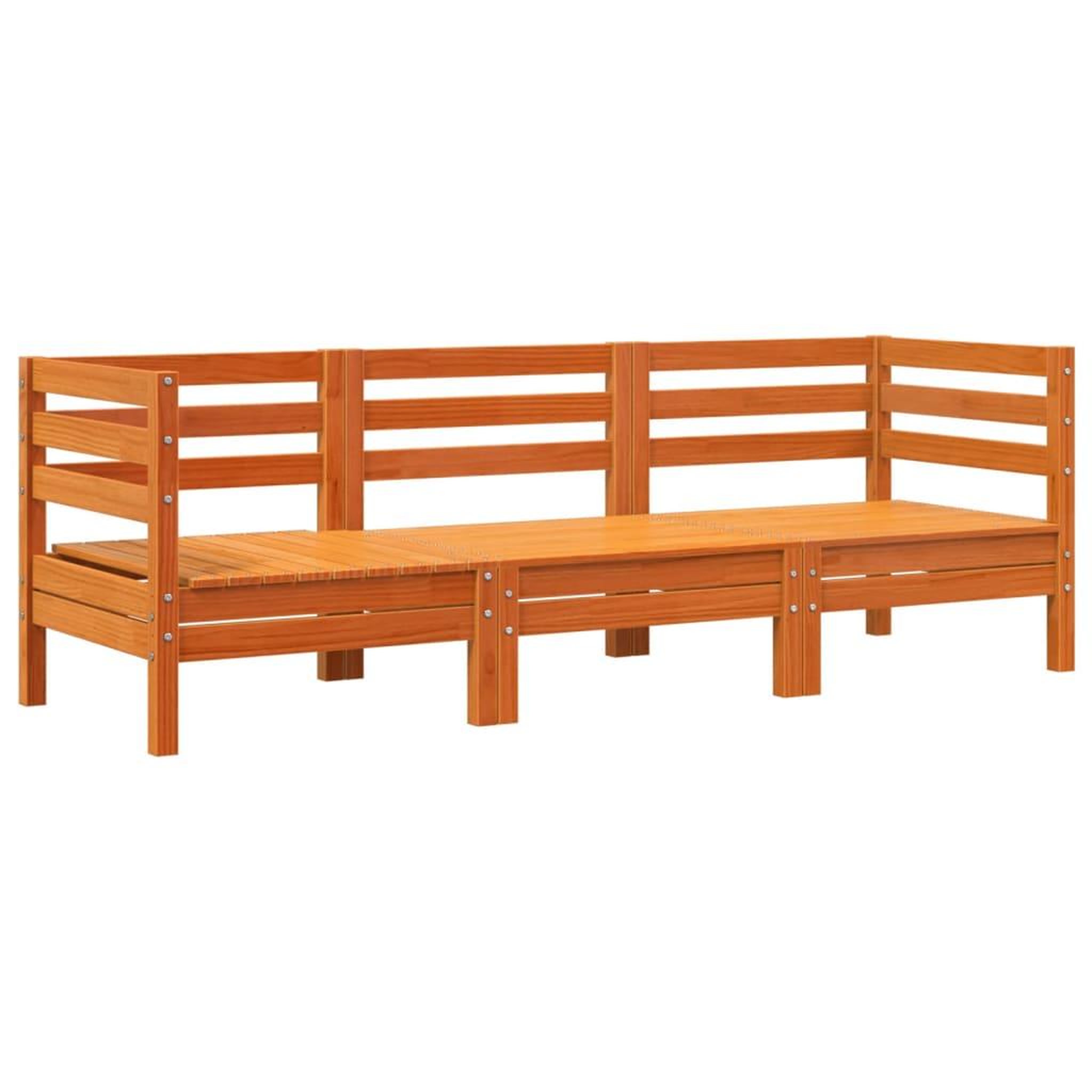 Voir la diapositive 2 : VIDAXL Canape de jardin 3 places cire marron bois de pin massif