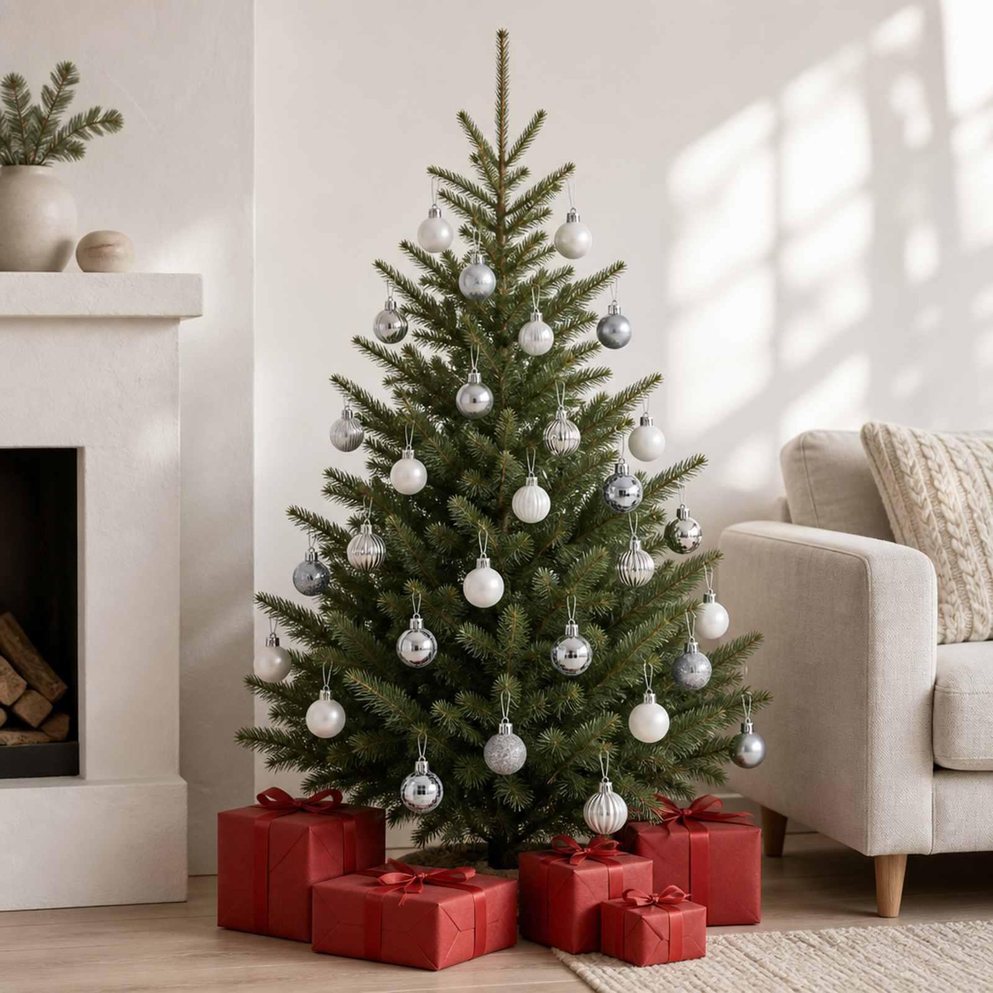 Voir la diapositive 2 : VIDAXL Ensemble de boules de Noël 150 pc Blanc et Gris Diam. 3 cm