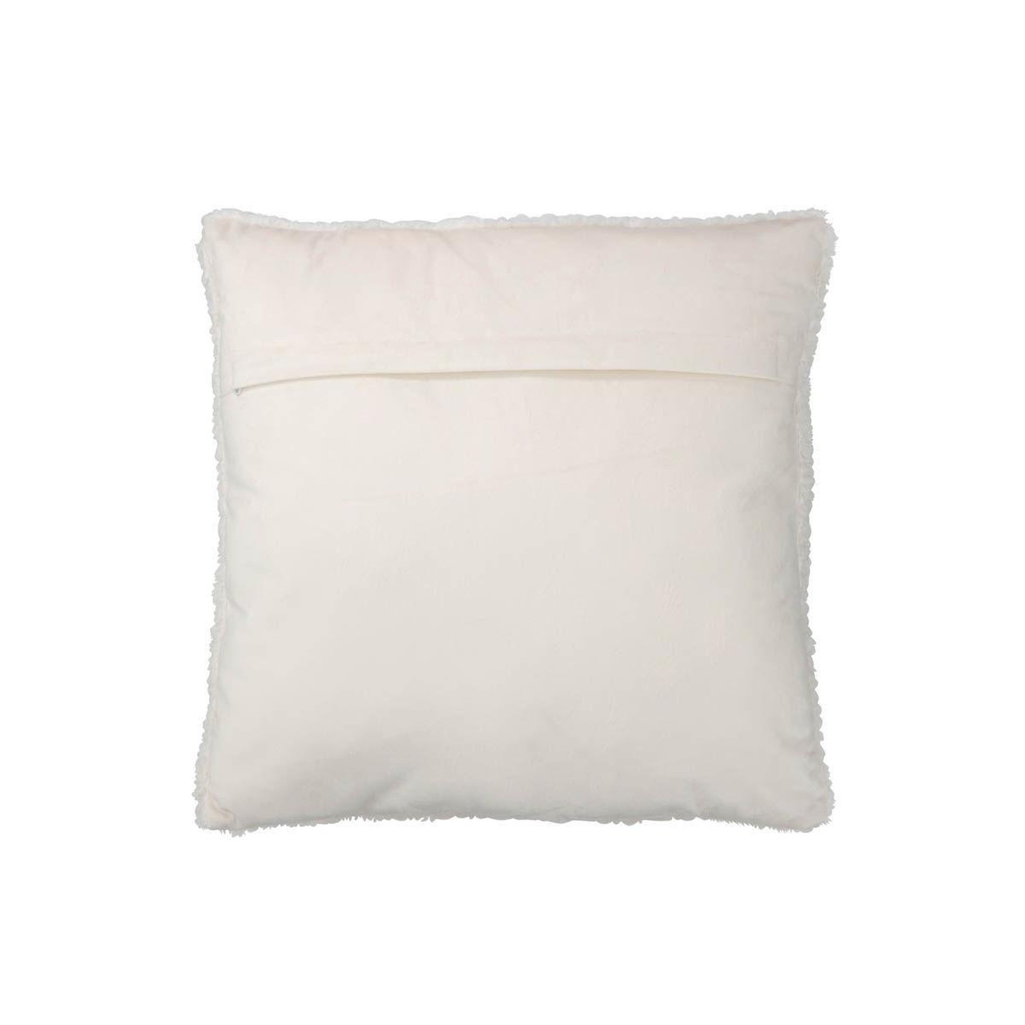 Voir la diapositive 2 : J-LINE Coussin déco  teddy  45x45cm blanc
