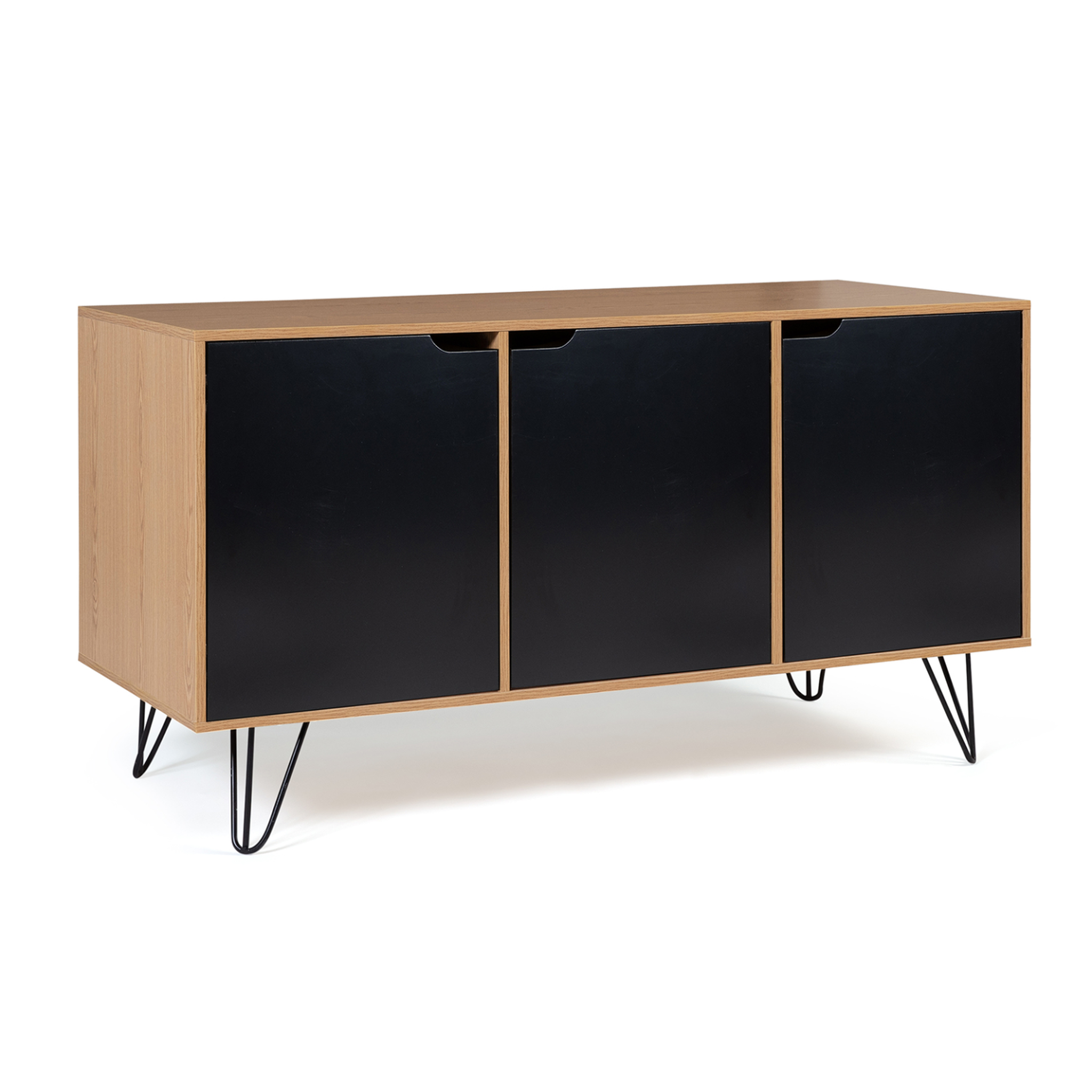 ID MARKET Buffet bas vintage 113 cm noemi 3 portes bois pied épingle
