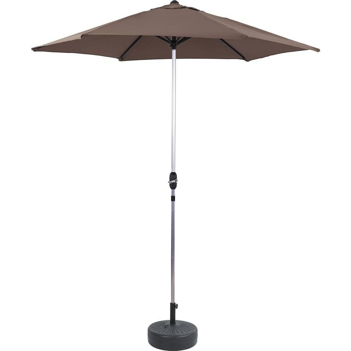 Habitat et Jardin Parasol jardin droit Alu  Sol  - Rond - Ø 3m - Gris - Avec pied à lester