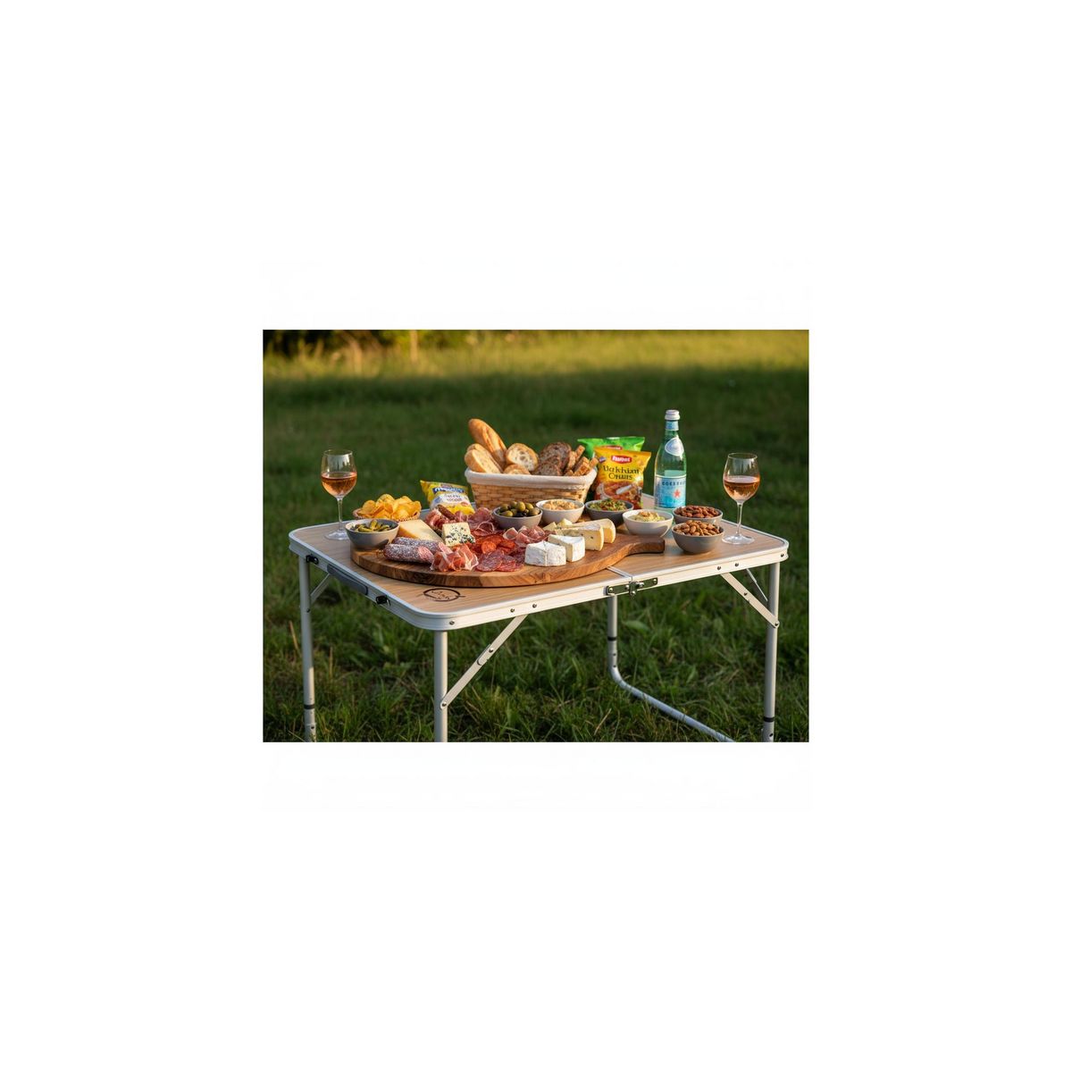 O'Camp Table de camping pliable 6 places - O'Camp - Forme valise - Dimensions : 120 x 70 x 60 cm