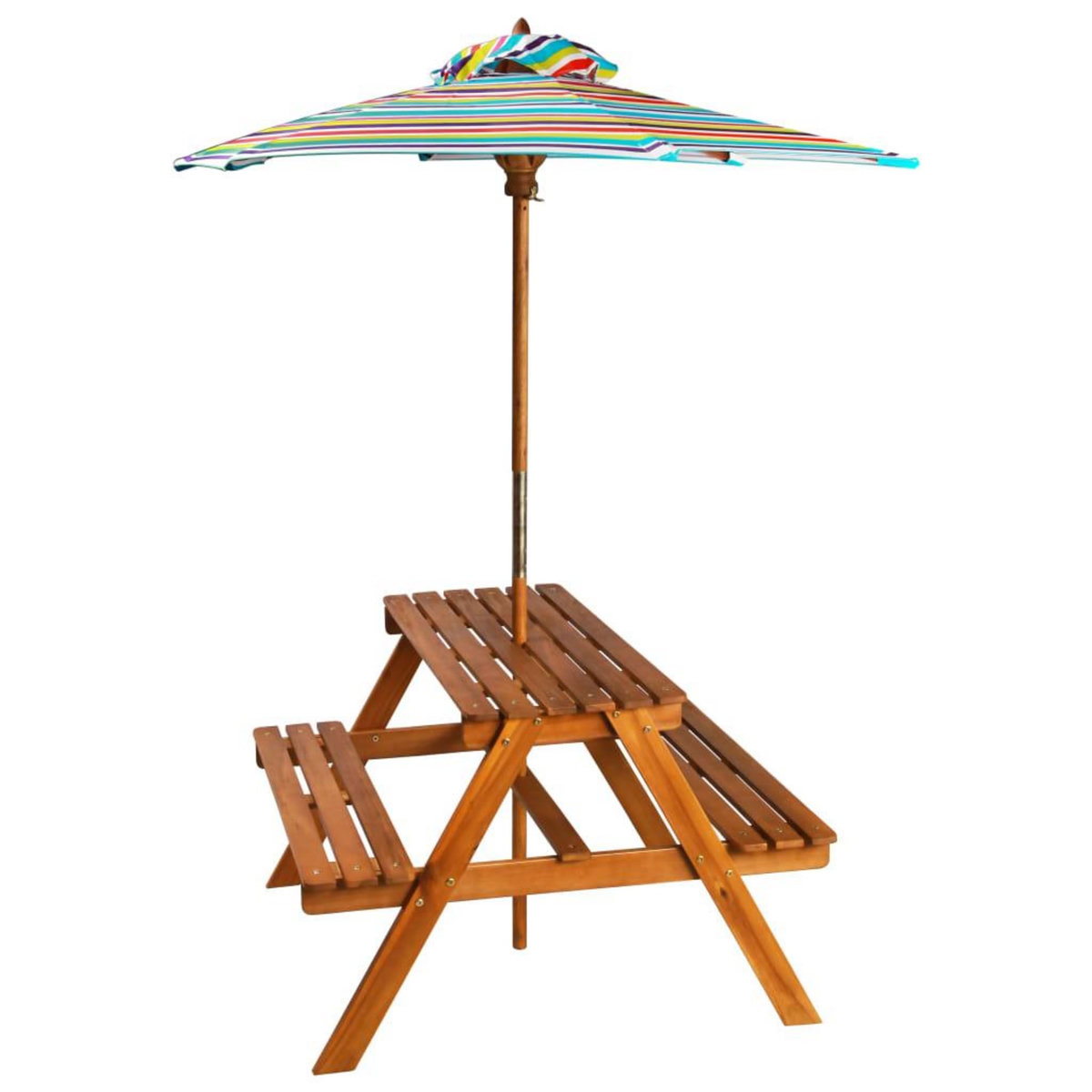 VIDAXL Table a pique-nique et parasol enfants 79x90x60cm Acacia solide
