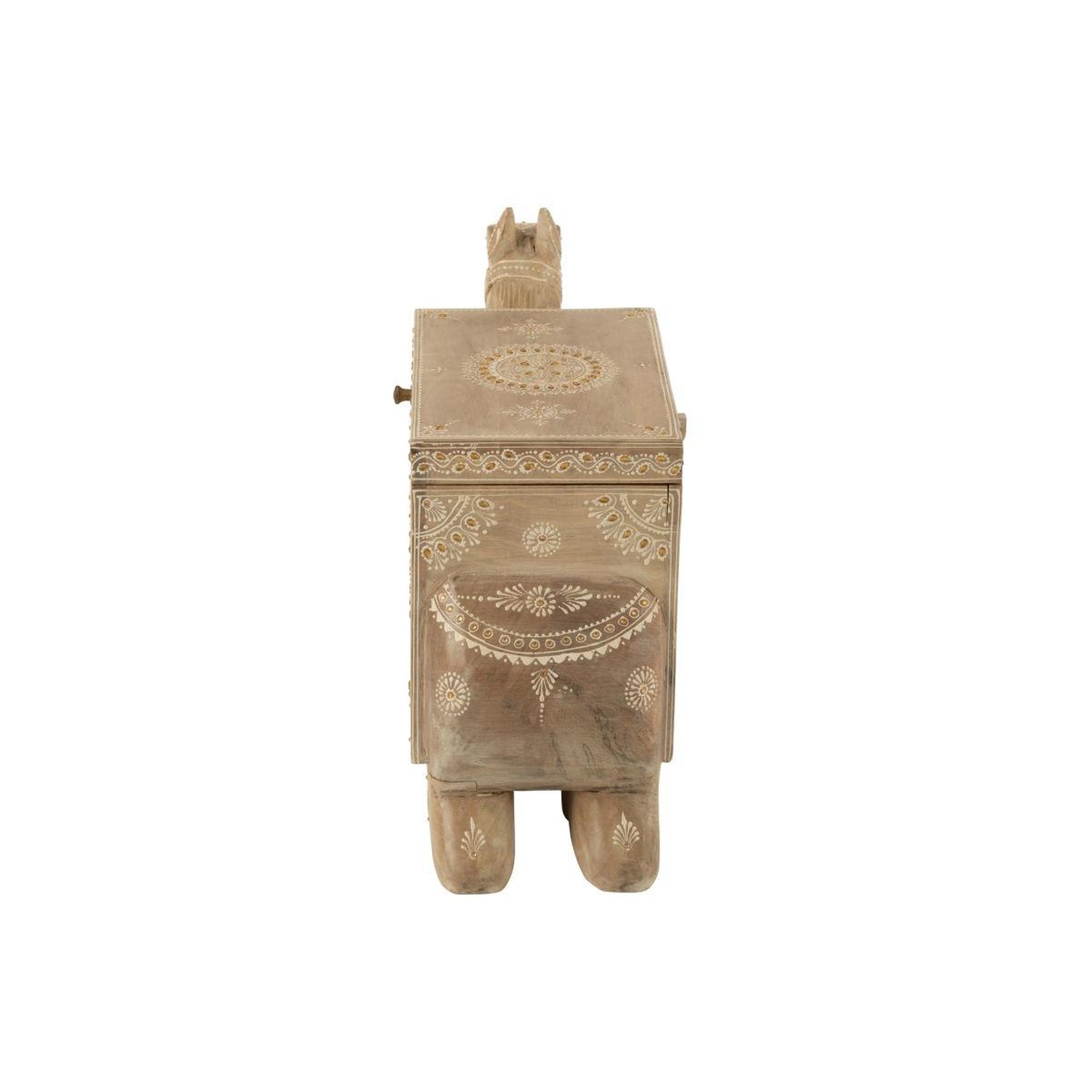 Voir la diapositive 5 : J-LINE Coffre Chameau en Bois  Perle du Sahara  69cm Naturel