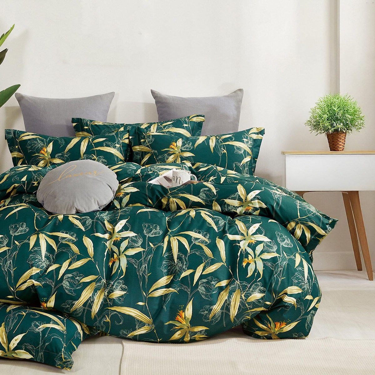 Home collection Parure housse de couette 100 % percale de coton 80 fils Bambusia