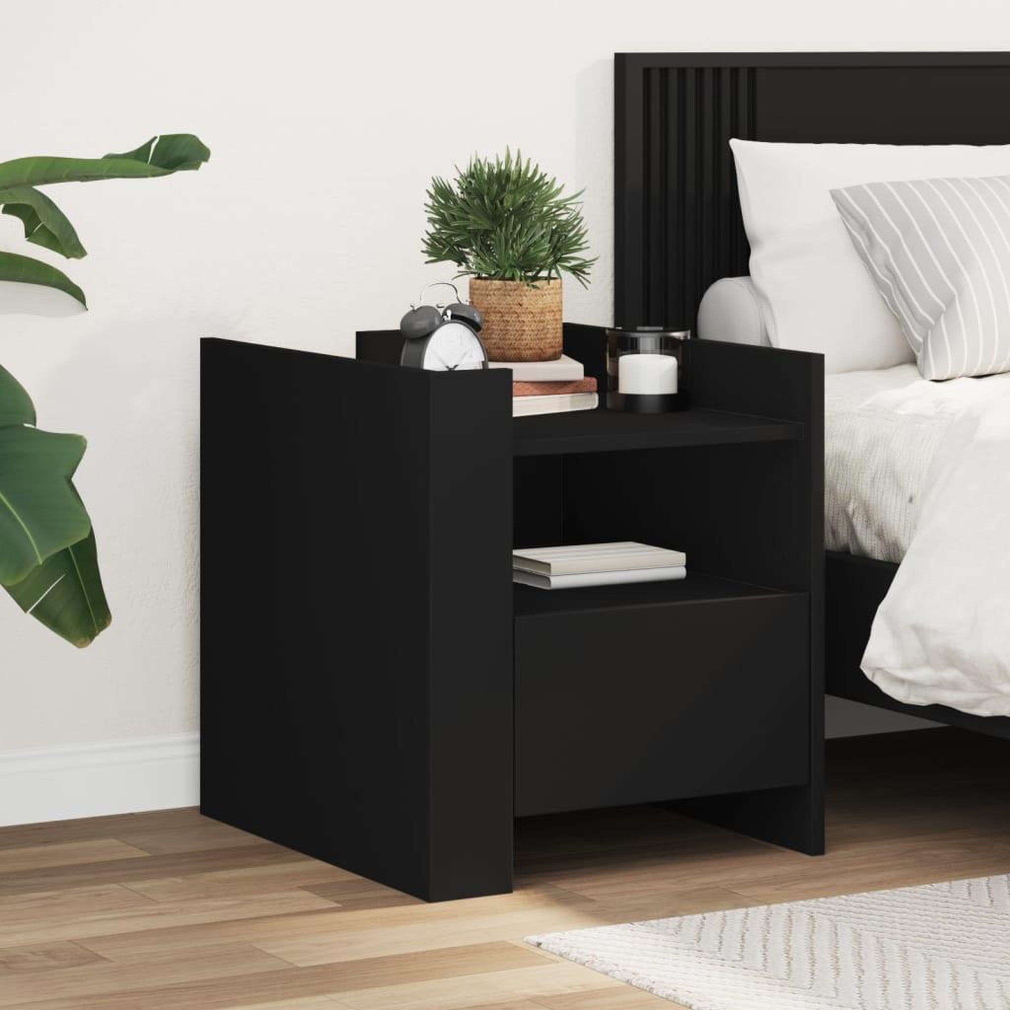 VIDAXL Table de chevet noir 45x50x50 cm bois d'ingenierie